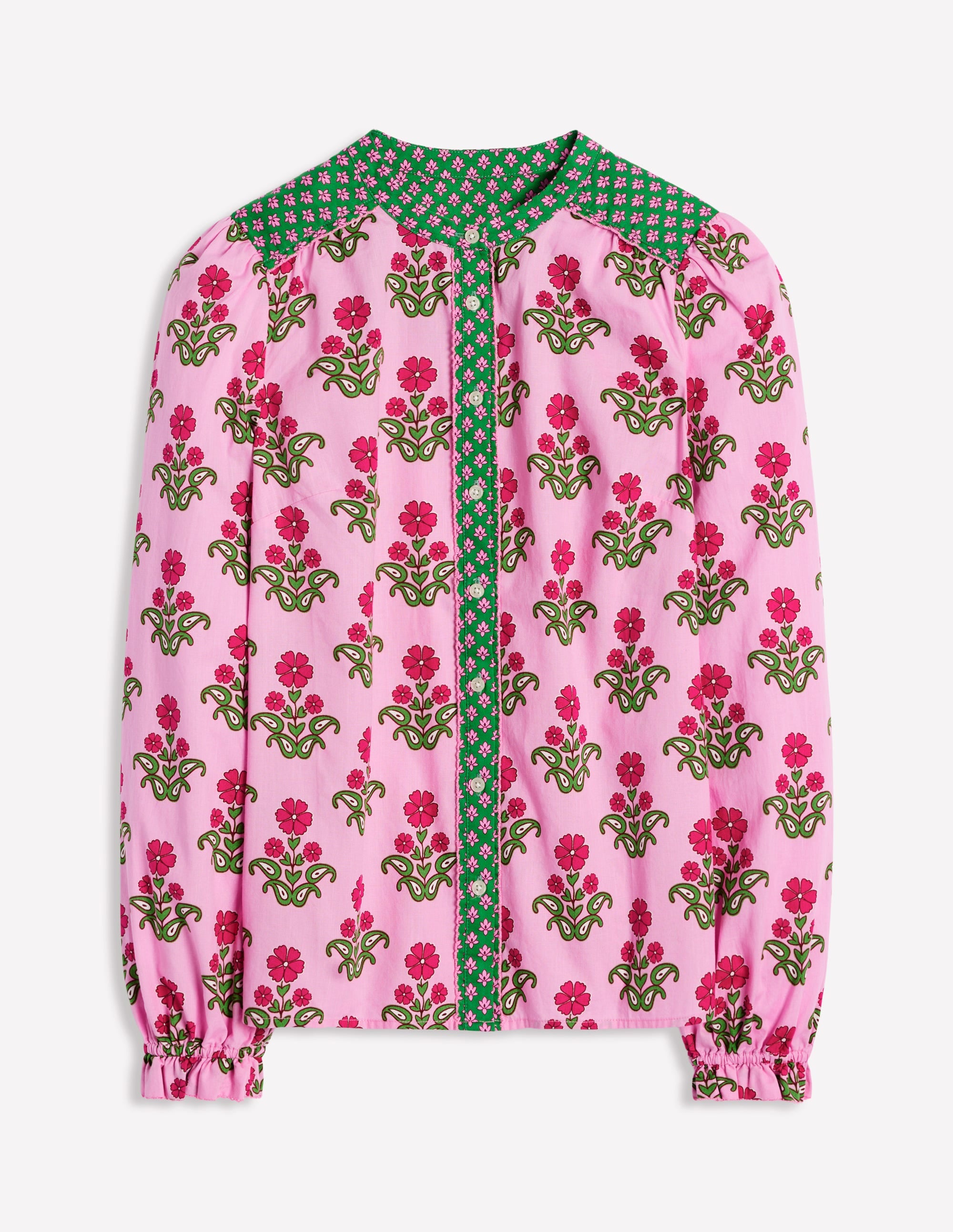 Arabella Bluse aus Baumwolle-Wiesenrosa, Stiefmütterchenstempel - Image 6