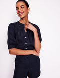 Top Bea en lin-Bleu Marine