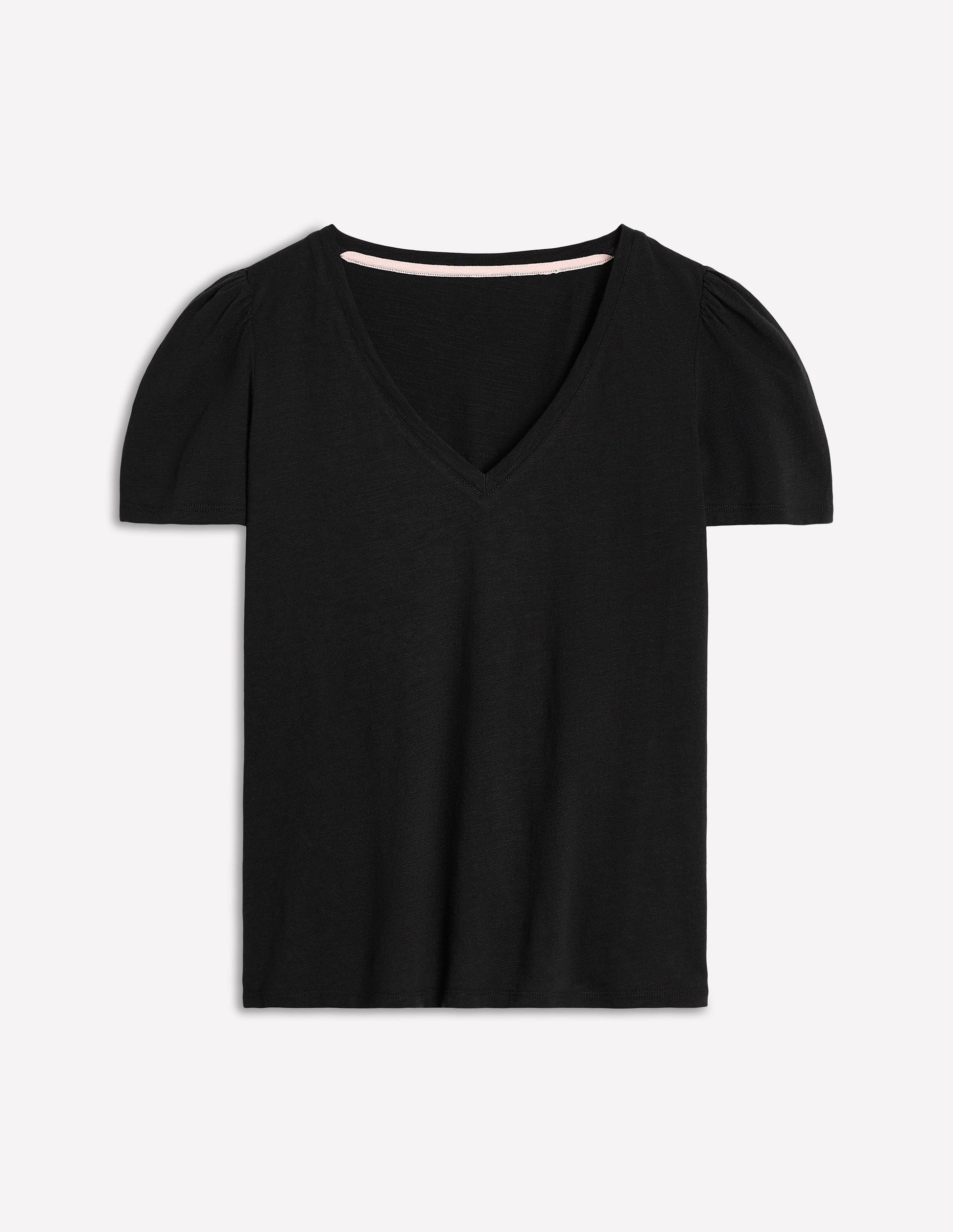 T-shirt flammé Sophie à col V-Noir-5