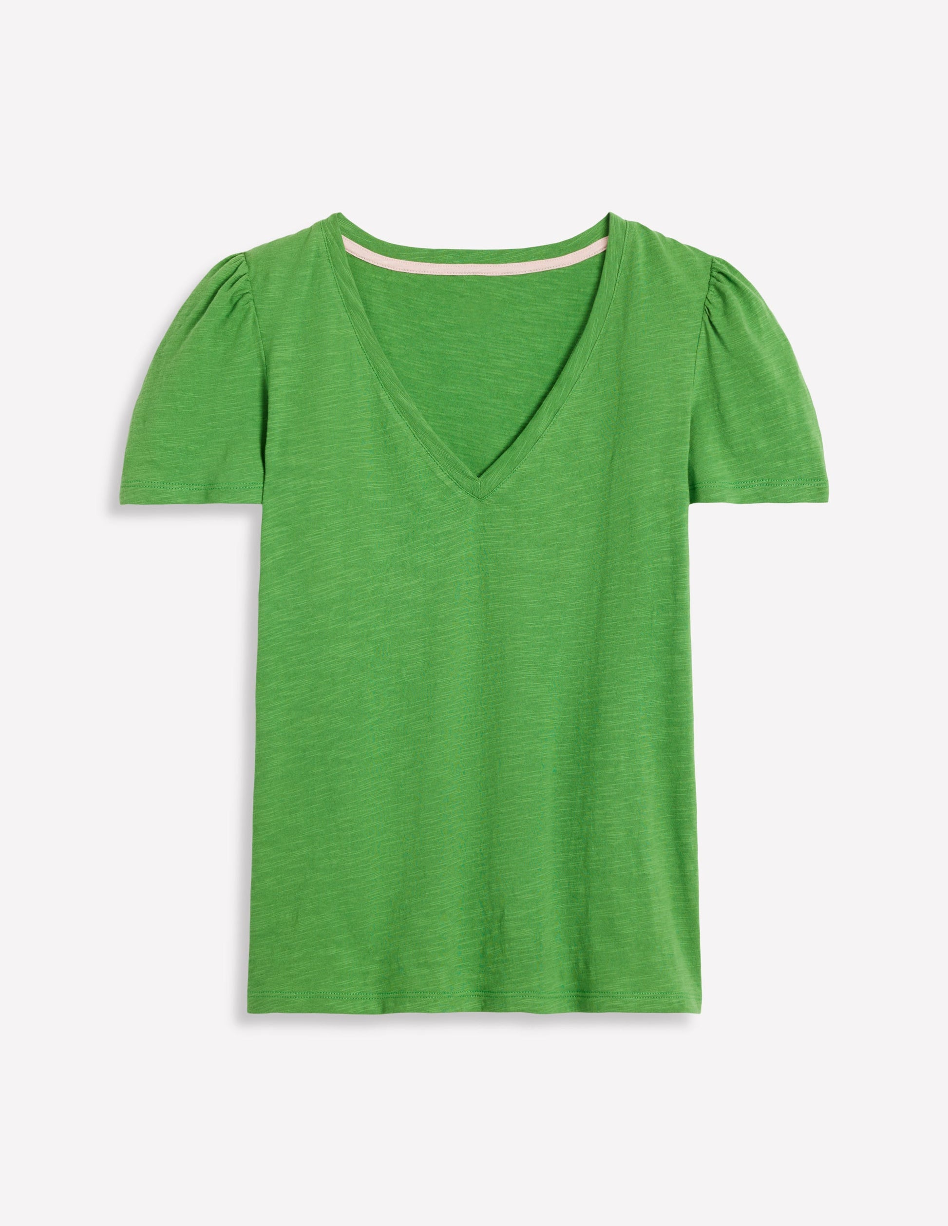 Sophie Flammgarn-T-Shirt mit V-Ausschnitt-Paradiesgrün-5