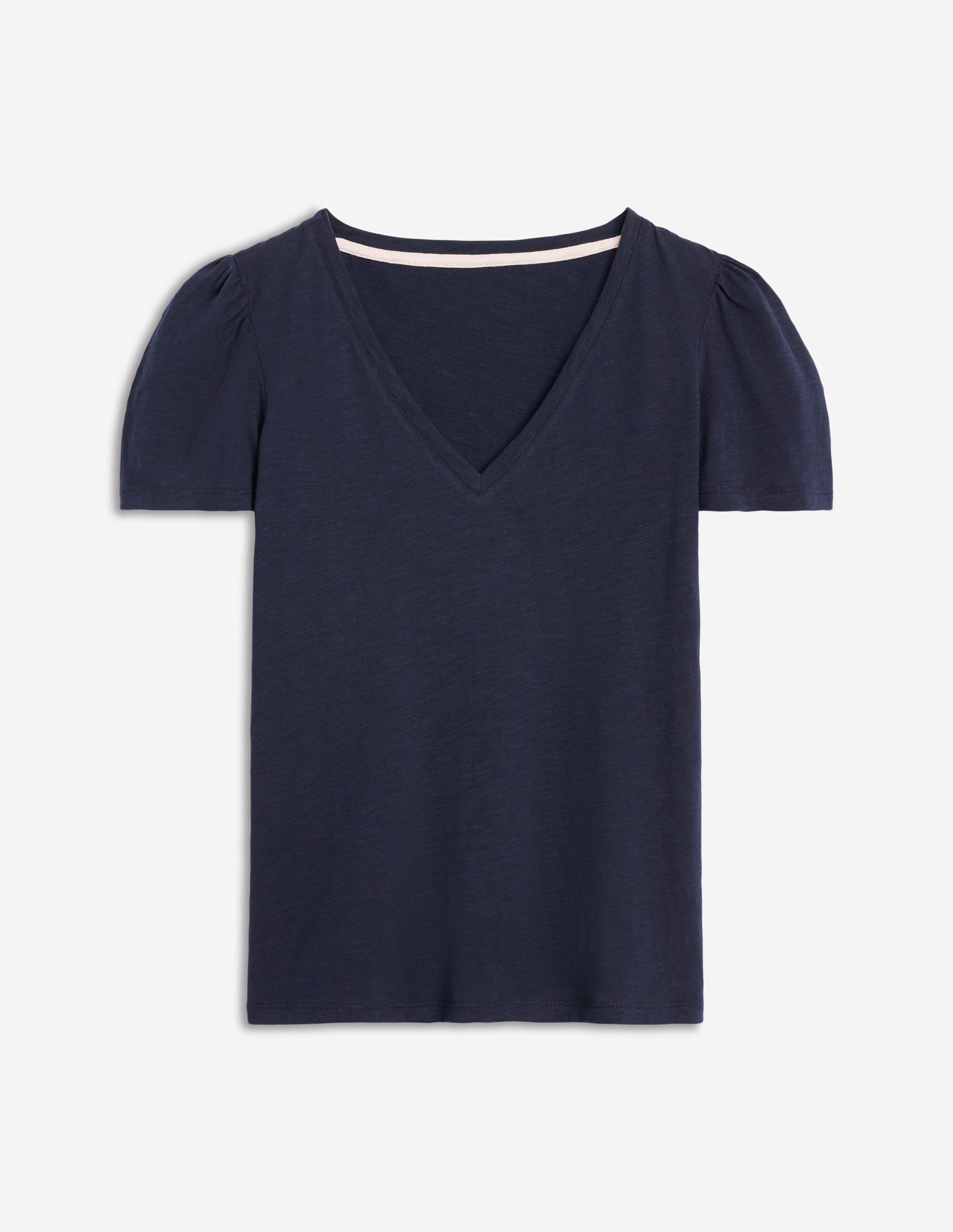 Sophie Flammgarn-T-Shirt mit V-Ausschnitt-Marineblaue-5