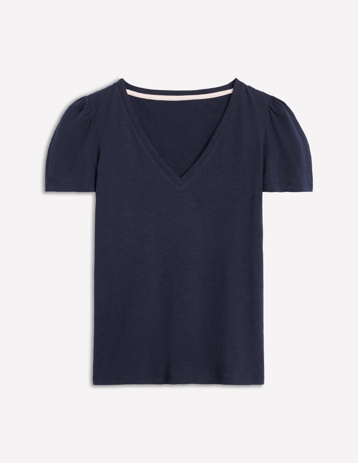 Sophie Flammgarn-T-Shirt mit V-Ausschnitt-Marineblaue - Image 5