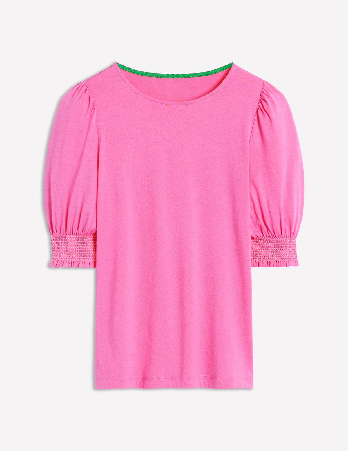 Kurzärmeliges Oberteil mit gesmokten Bündchen-Rosa-5