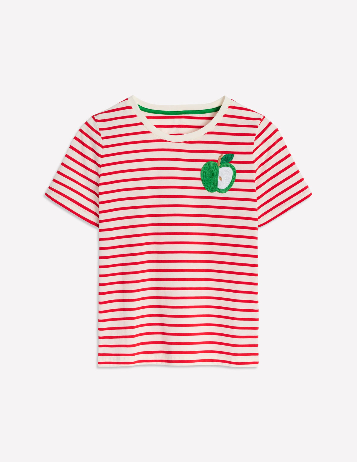 Locker geschnittenes originelles T-Shirt-Naturweiß, Roter Apfel - Image 5