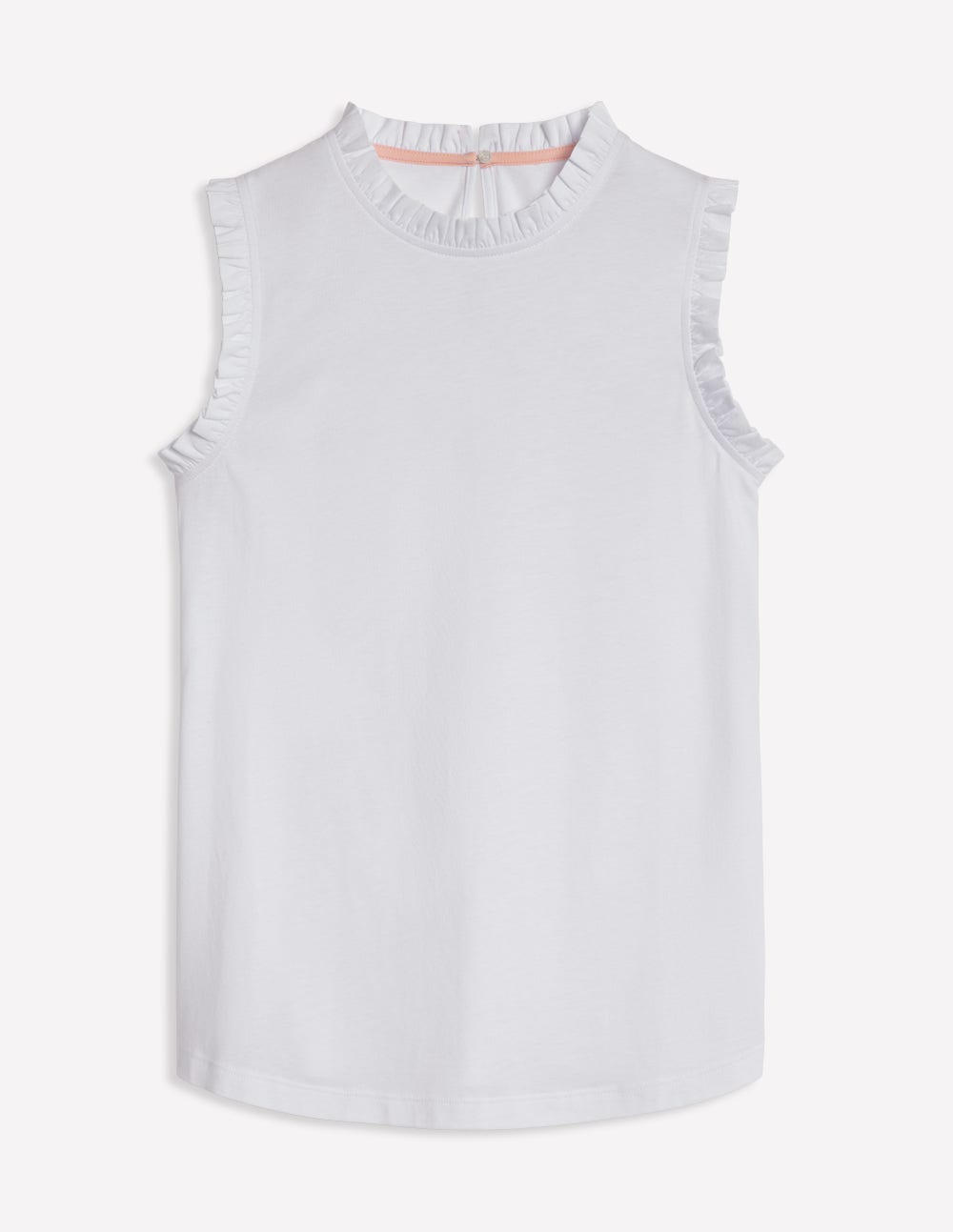 Superweiches Top mit Rüschendetail-Weiß-5