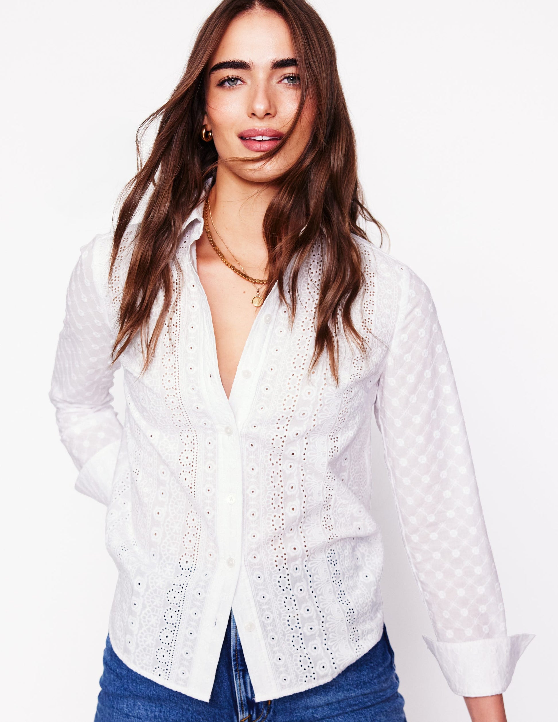Sienna Fabric Interest Shirt-White-1
