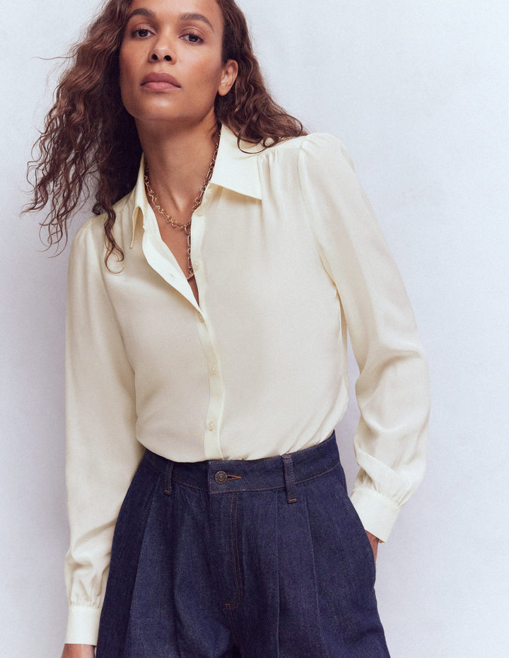 Chemise Sara en soie-Ivoire
