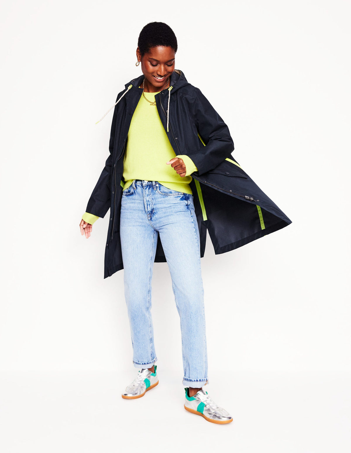 Manteau Wells imperméable à capuche-Bleu Marine, Petits Pois - Image 5