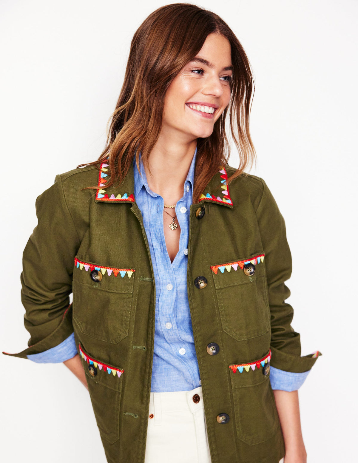 Bestickte Utility-Jacke-Waldgrün - Image 1
