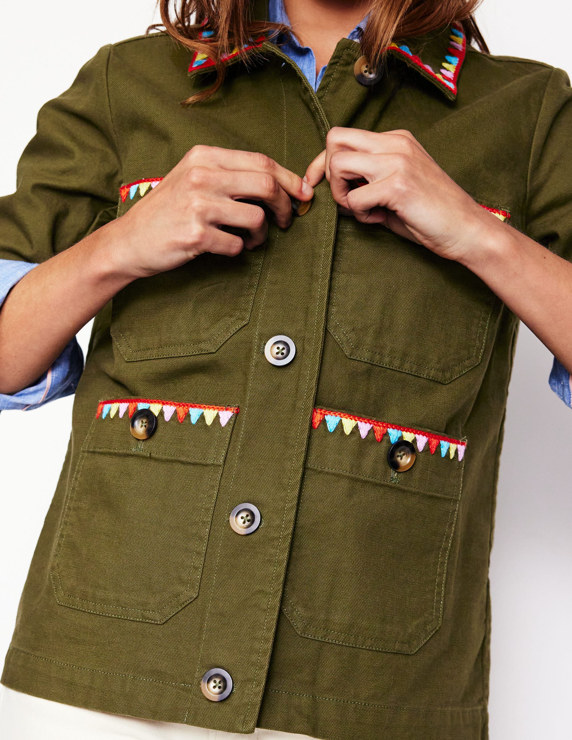 Bestickte Utility-Jacke-Waldgrün - Image 3