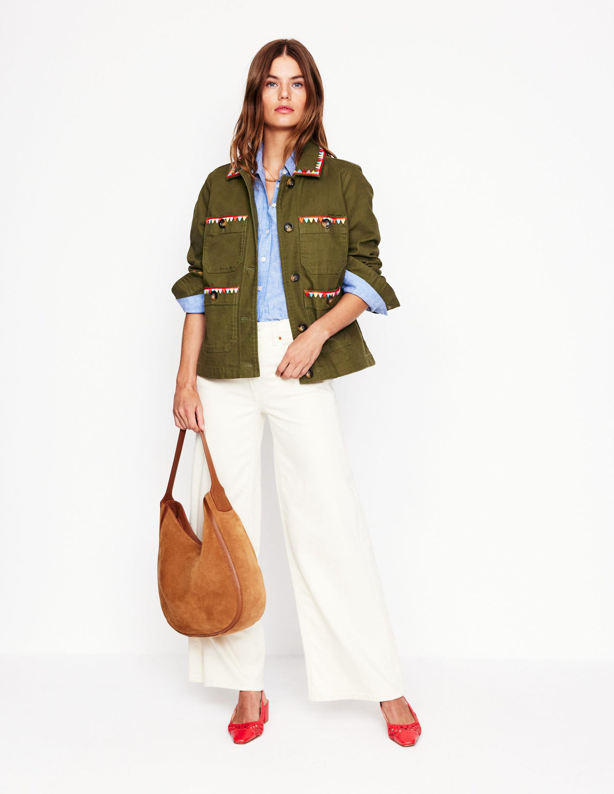Bestickte Utility-Jacke-Waldgrün-5
