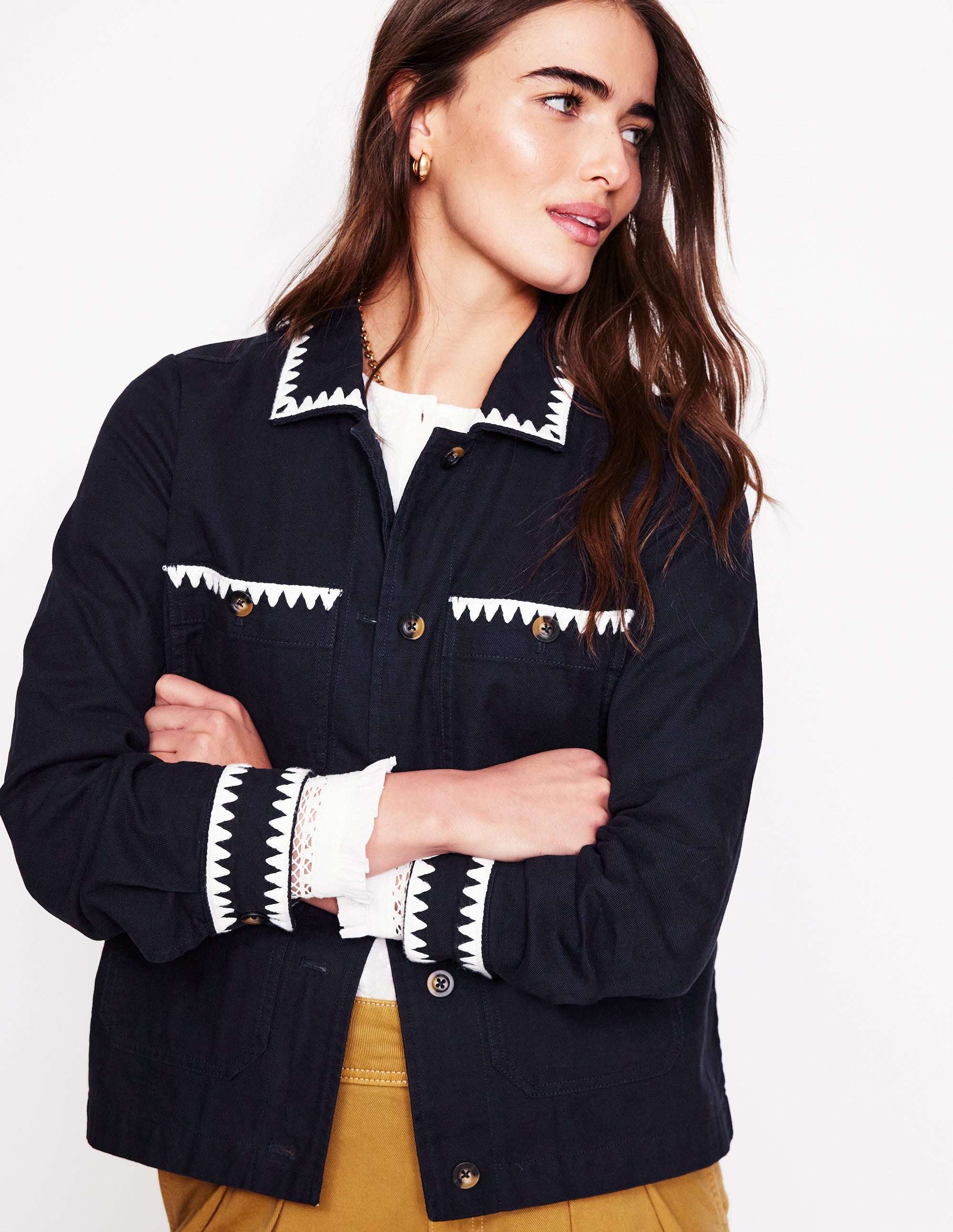 Bestickte Utility-Jacke-Aqua Marine Marl - Image 1