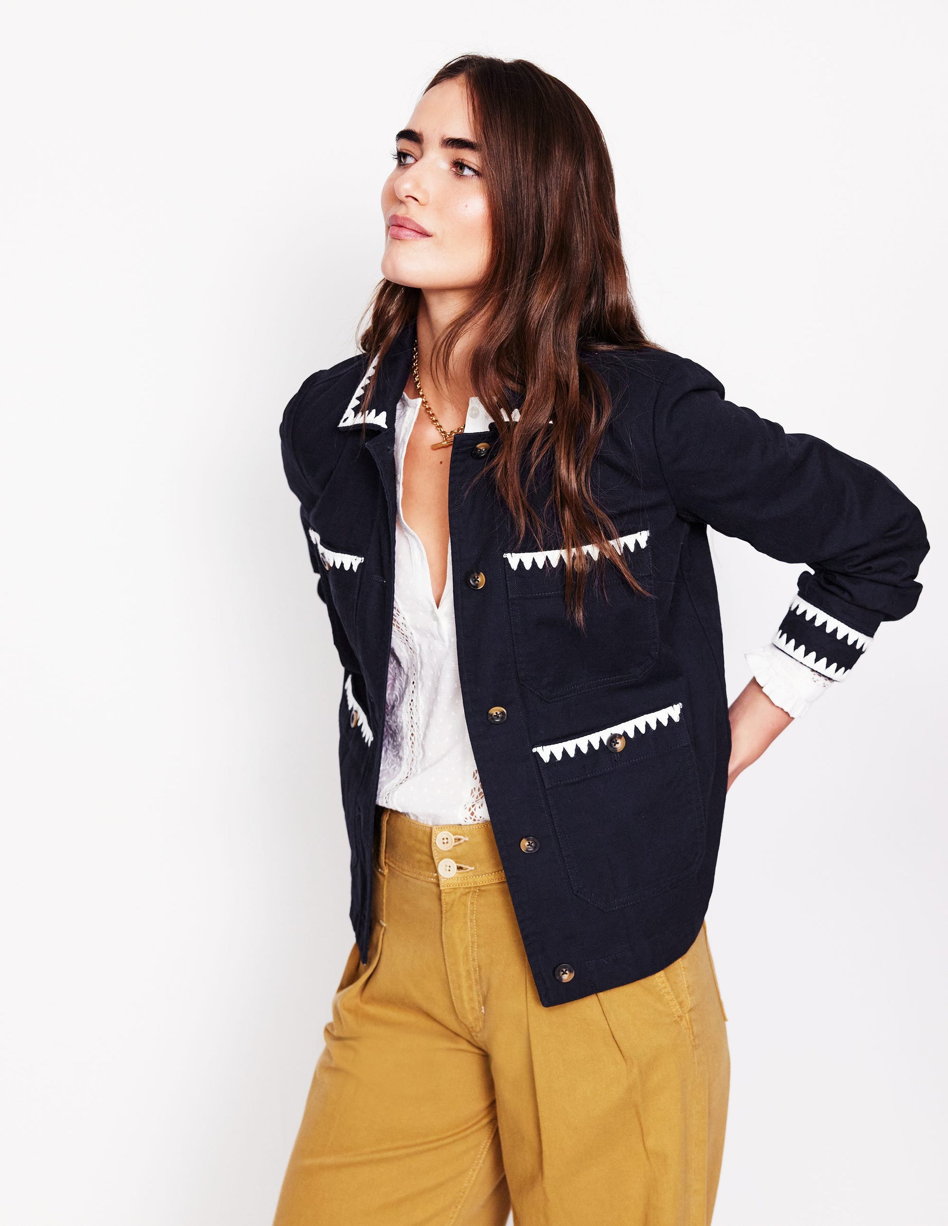 Bestickte Utility-Jacke-Aqua Marine Marl-4
