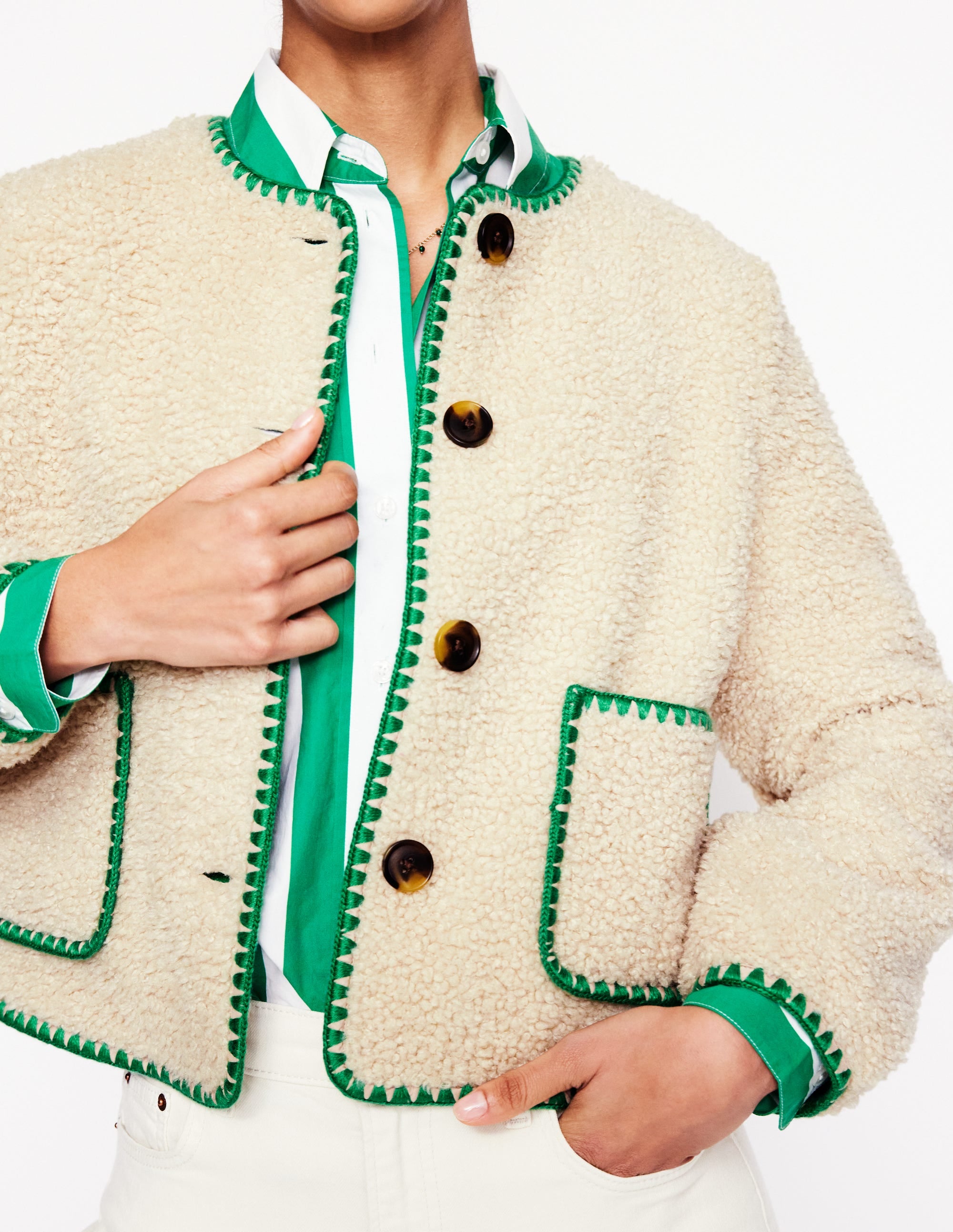 Highbury Freizeitjacke-Beige Teddyfell - Image 2