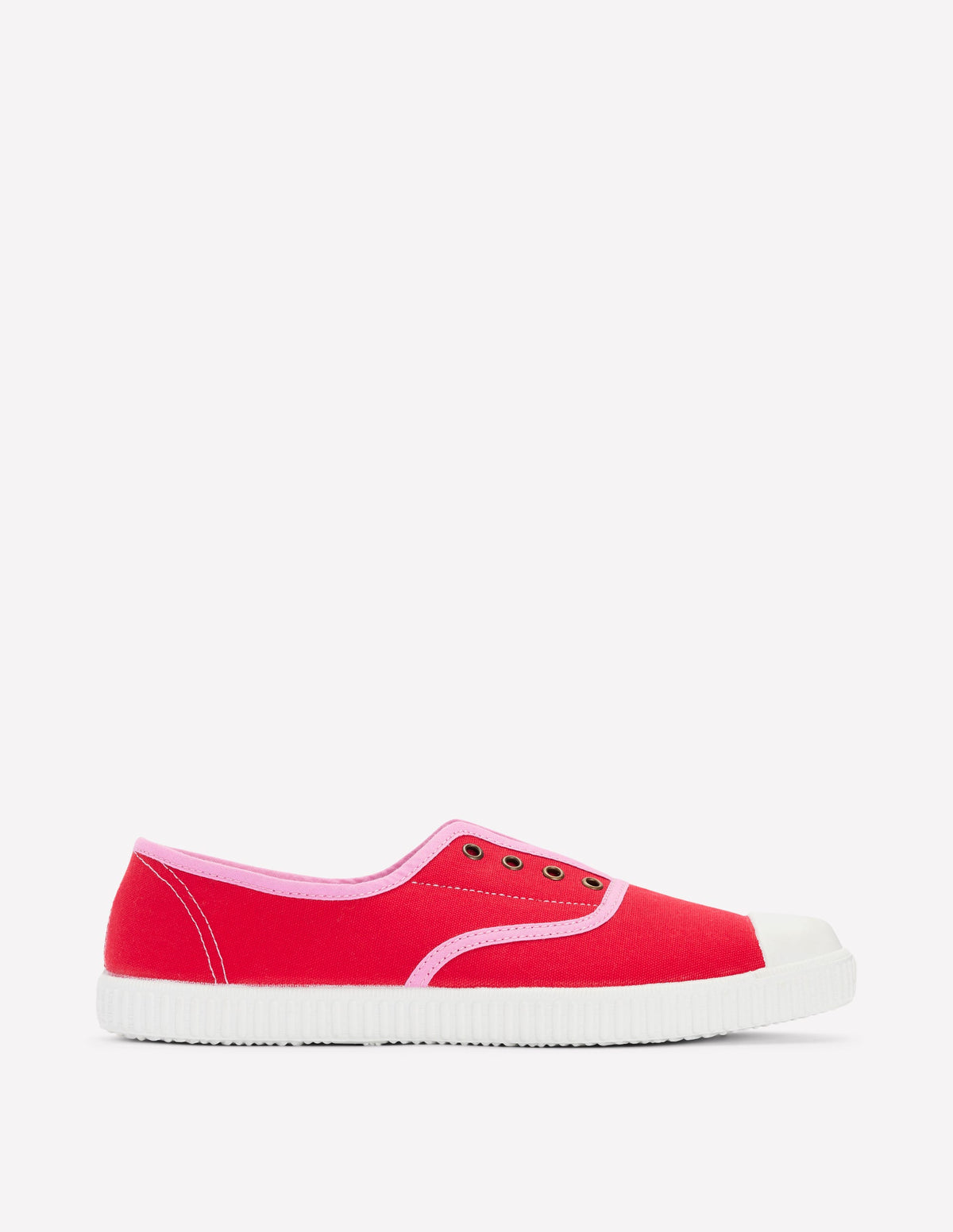Tennis sans lacets en toile-Rouge boîte aux lettres/rose tendre-1