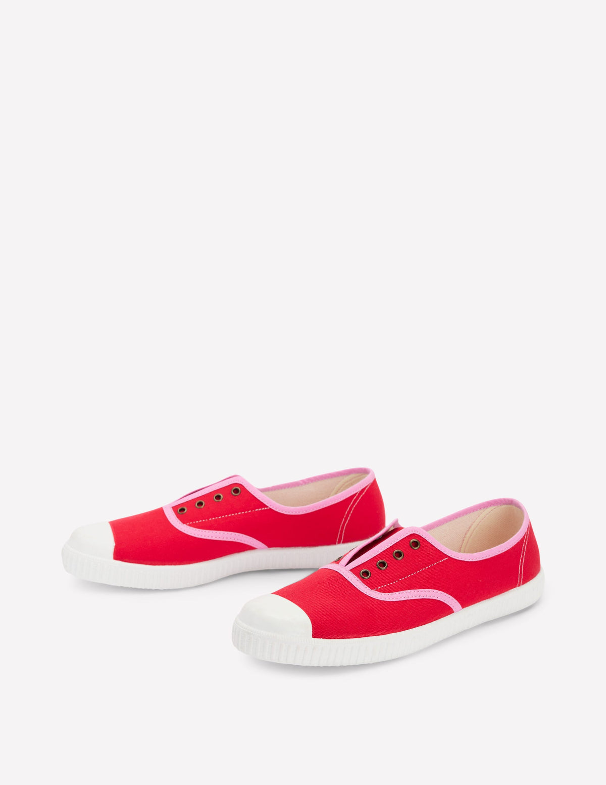 Tennis sans lacets en toile-Rouge boîte aux lettres/rose tendre-3