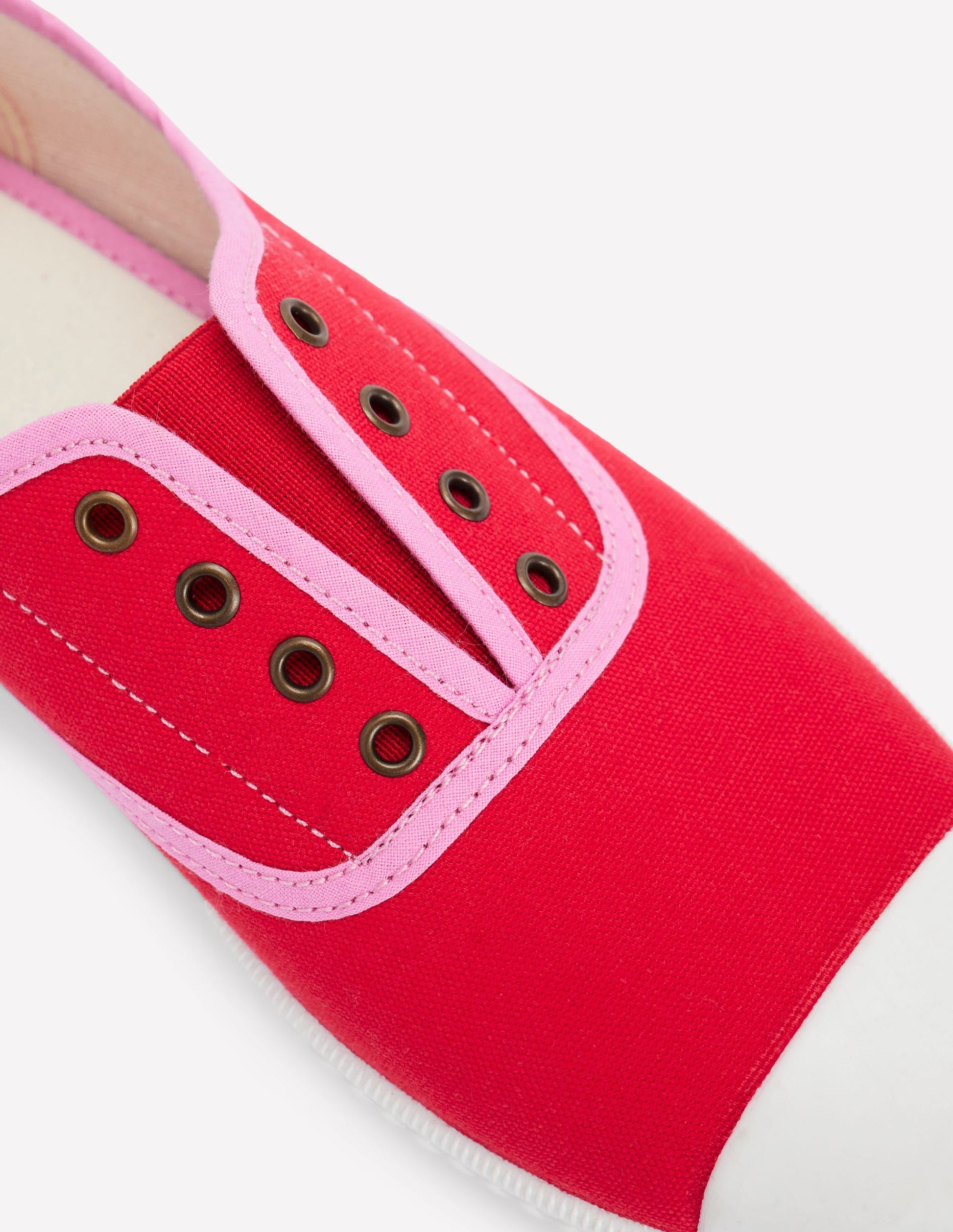 Tennis sans lacets en toile-Rouge boîte aux lettres/rose tendre-4