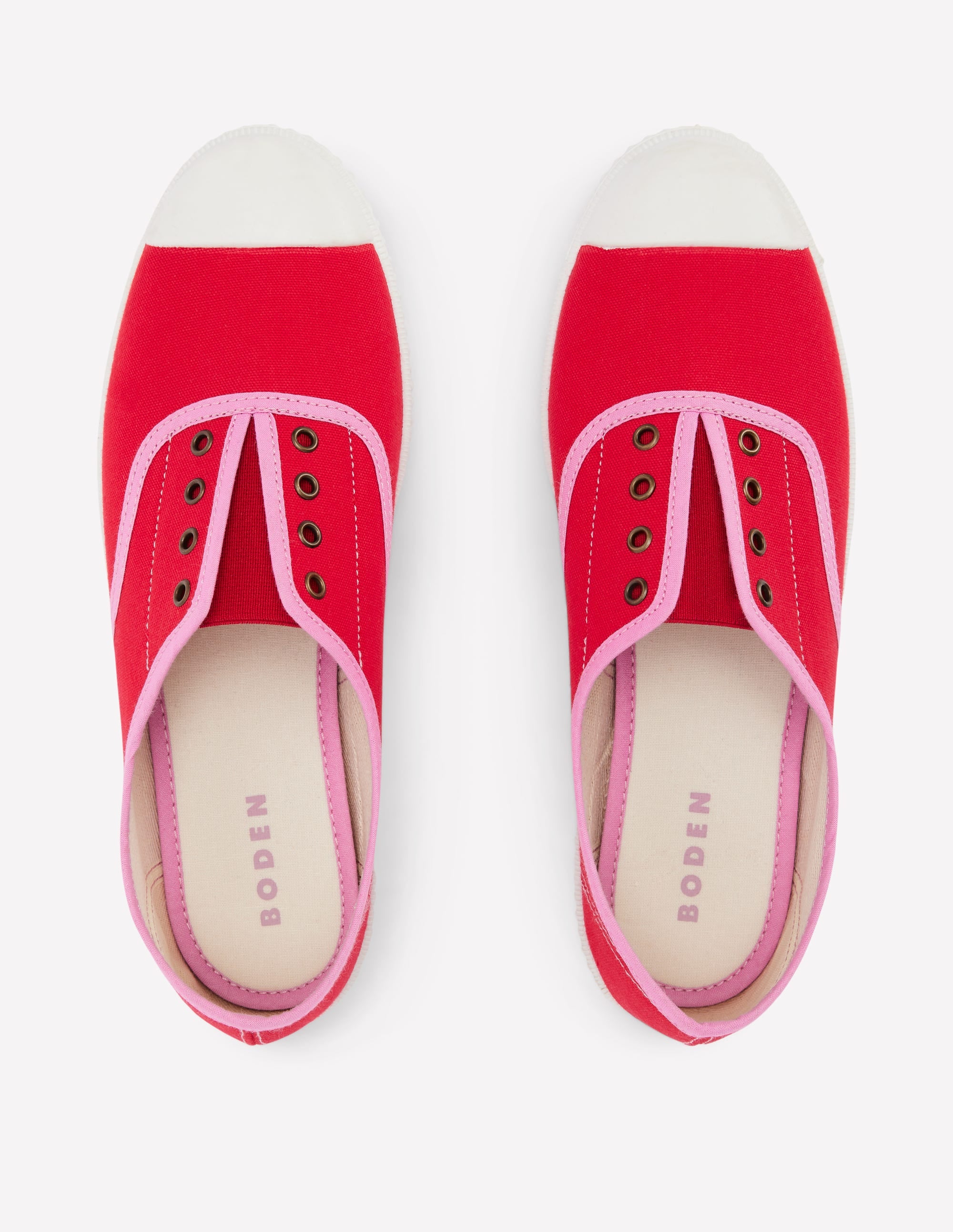 Tennis sans lacets en toile-Rouge boîte aux lettres/rose tendre - Image 5