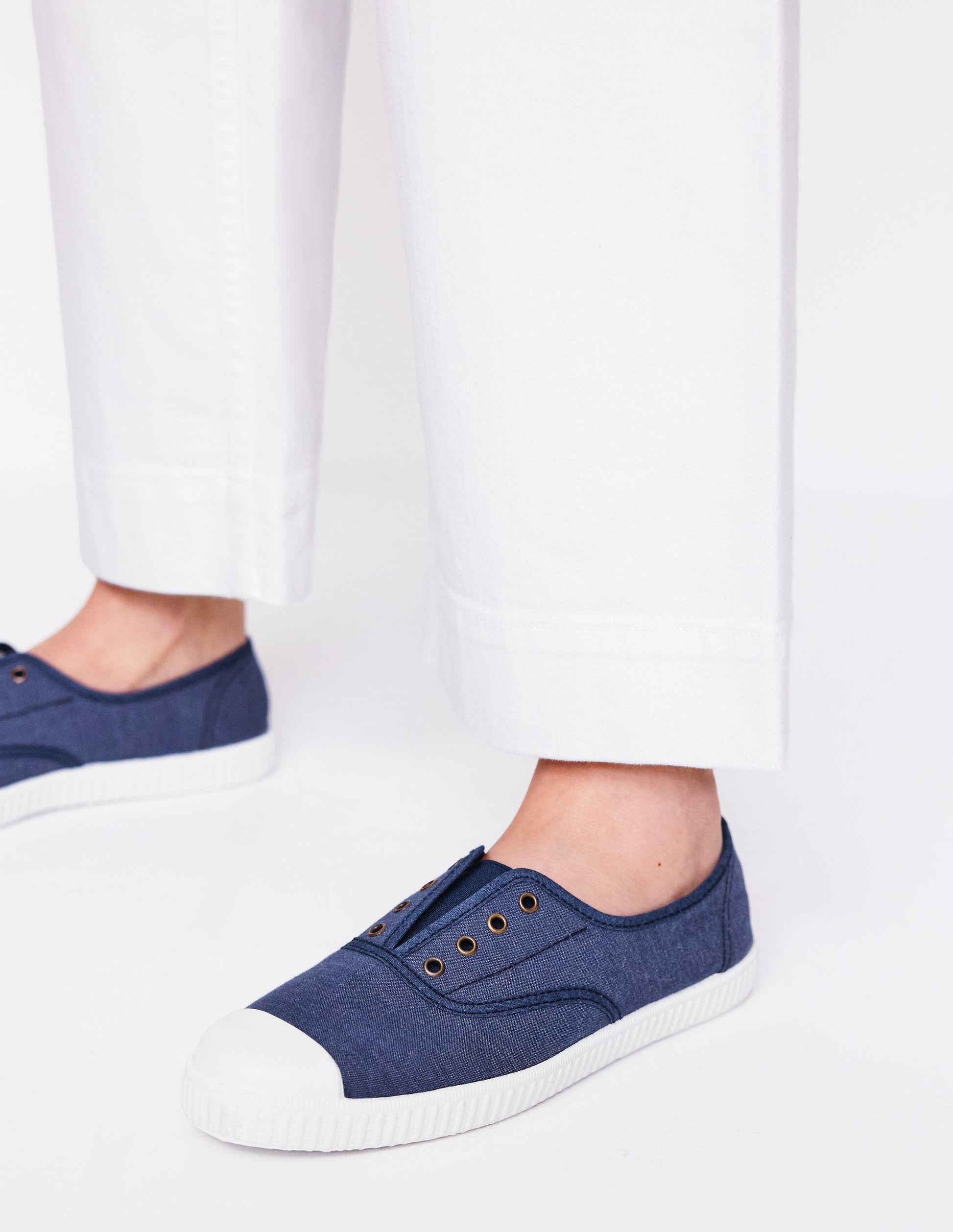 Canvas-Turnschuhe ohne Schnürung-Marineblaue-2