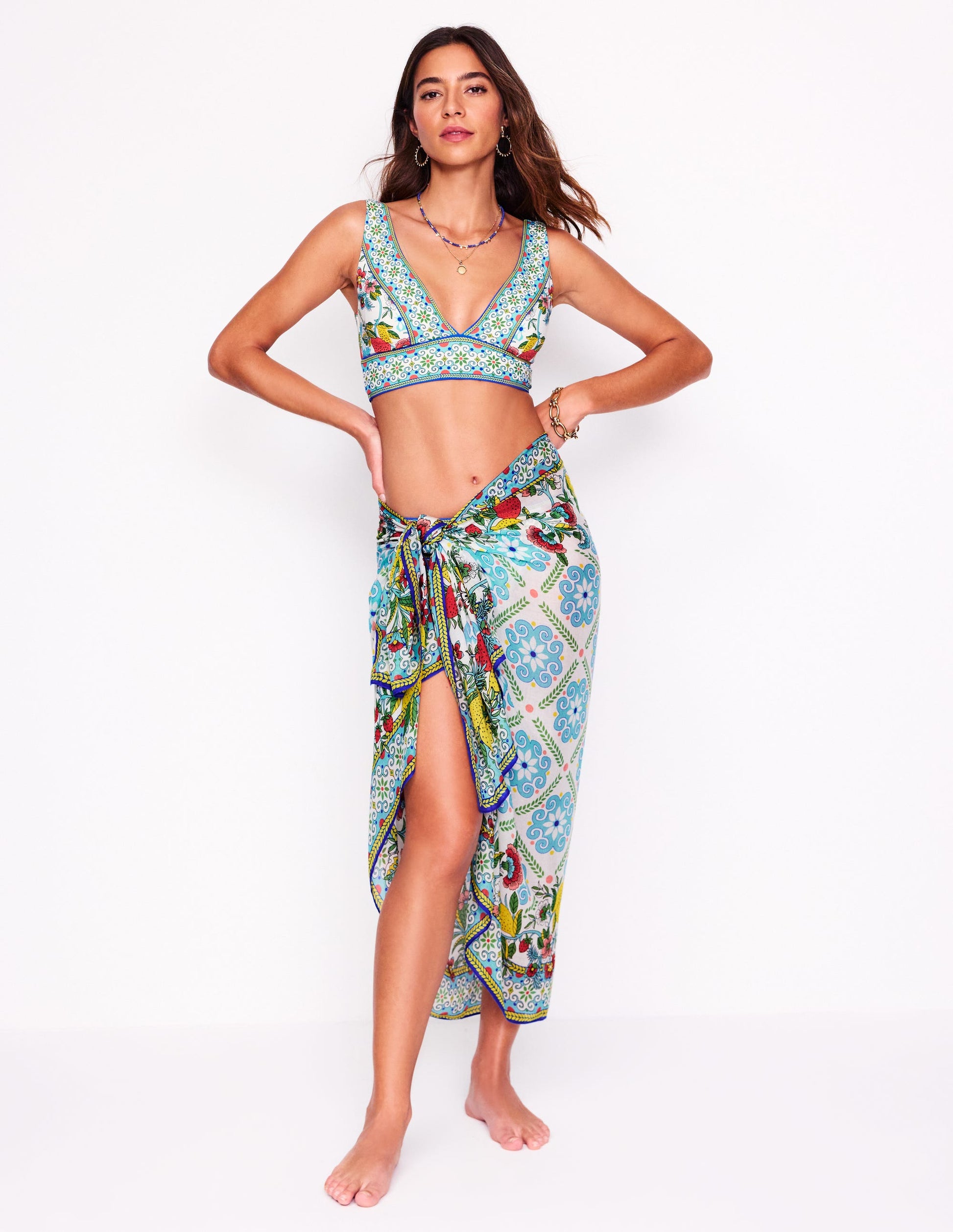 Sarong-Schal mit Muster-Bunt, Zitrusrebe Kacheln-1