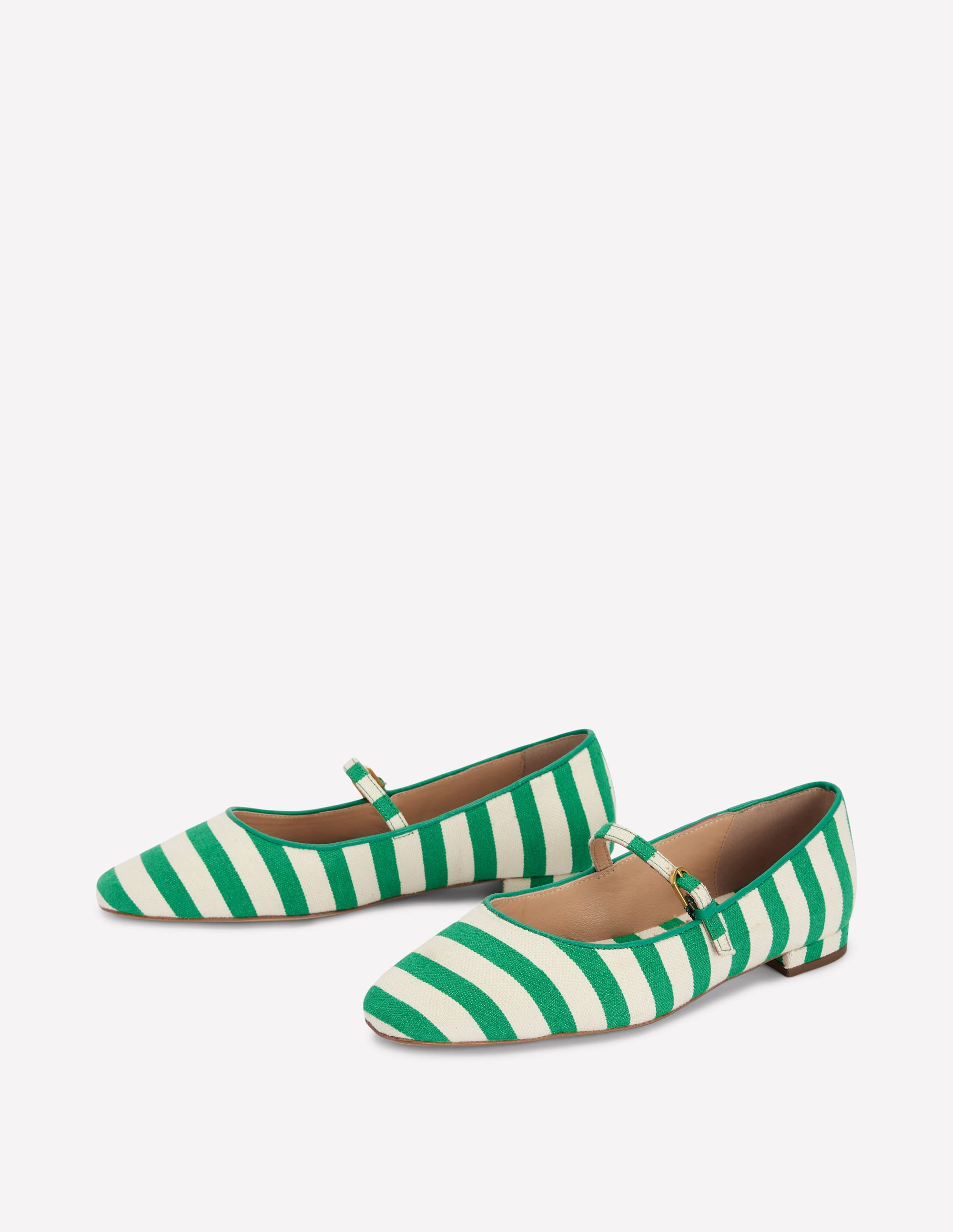 Penelope Mary Jane Flat-Rich Emerald Stripe - Image 3