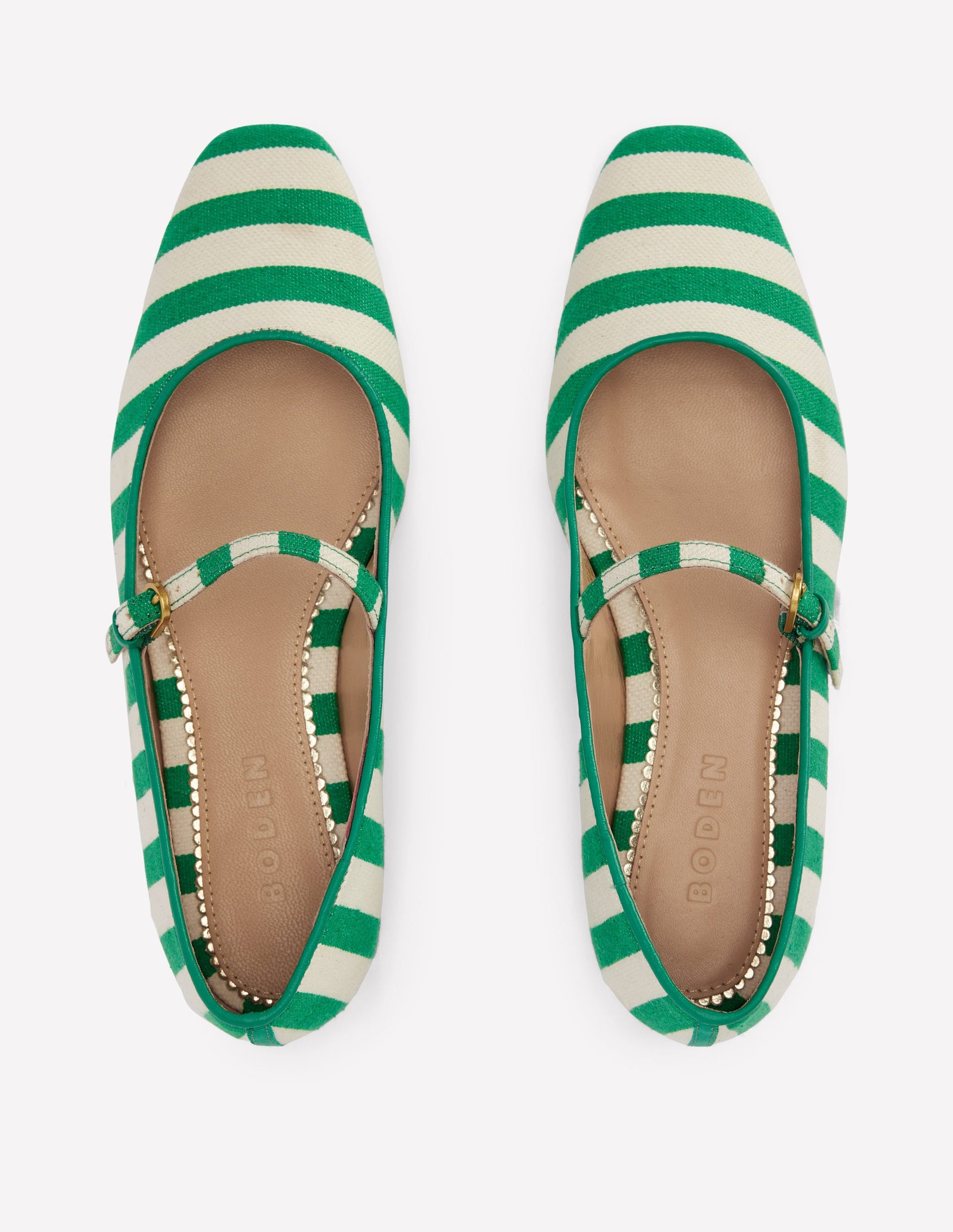 Penelope Mary Jane Flat-Rich Emerald Stripe-5