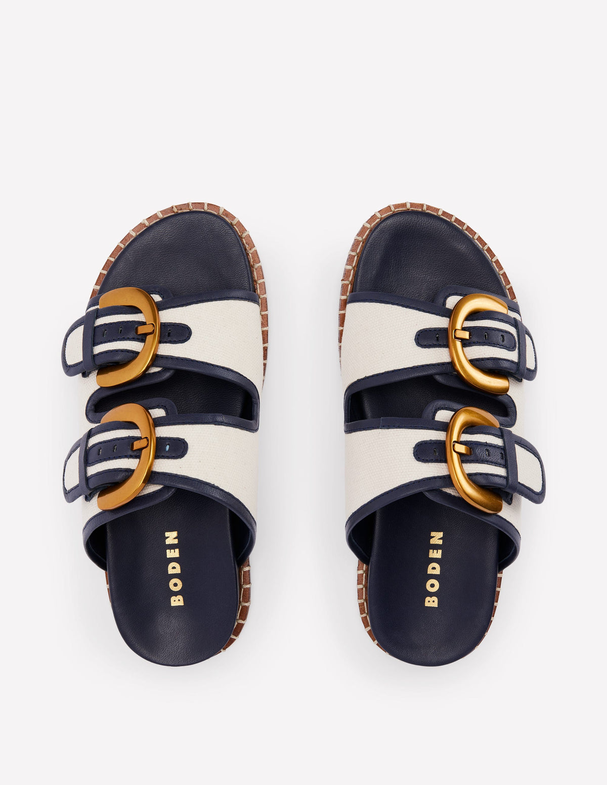 Alberta Sandalen mit Fußbett-Naturweiß und Navy - Image 4