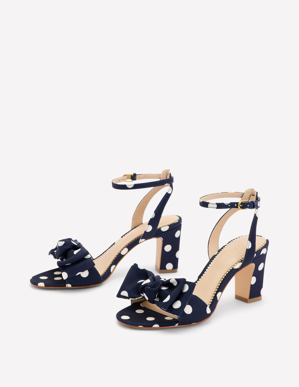 Absatzsandalen mit Schleife-Marineblau und Ecru Punkte-3