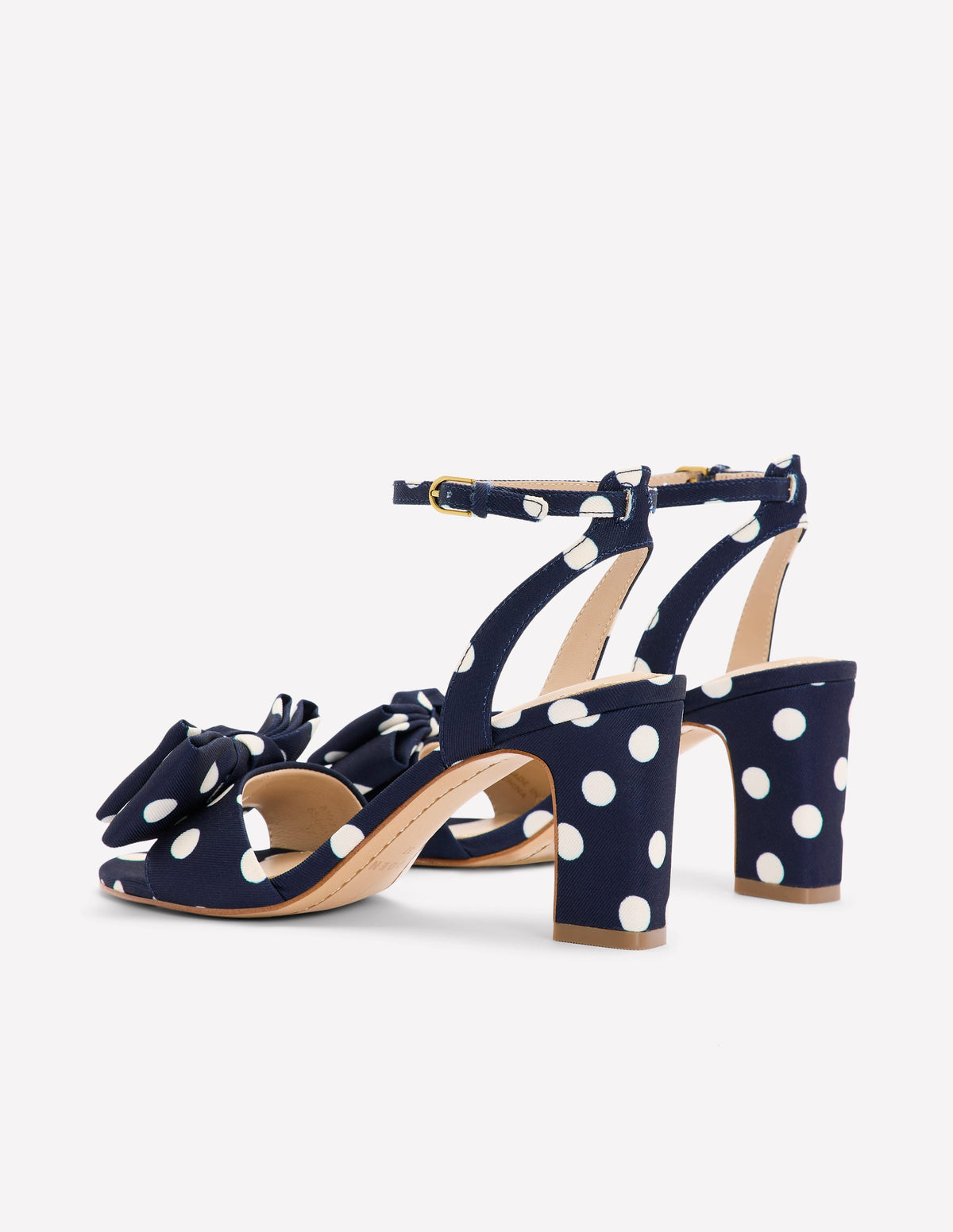 Absatzsandalen mit Schleife-Marineblau und Ecru Punkte-5