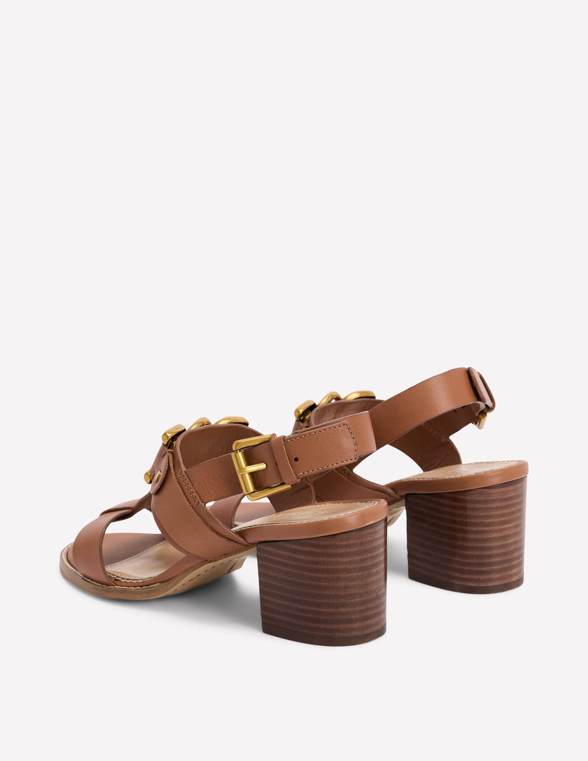 Sandalen mit Blockabsatz und Metallakzenten-Hellbraun - Image 5
