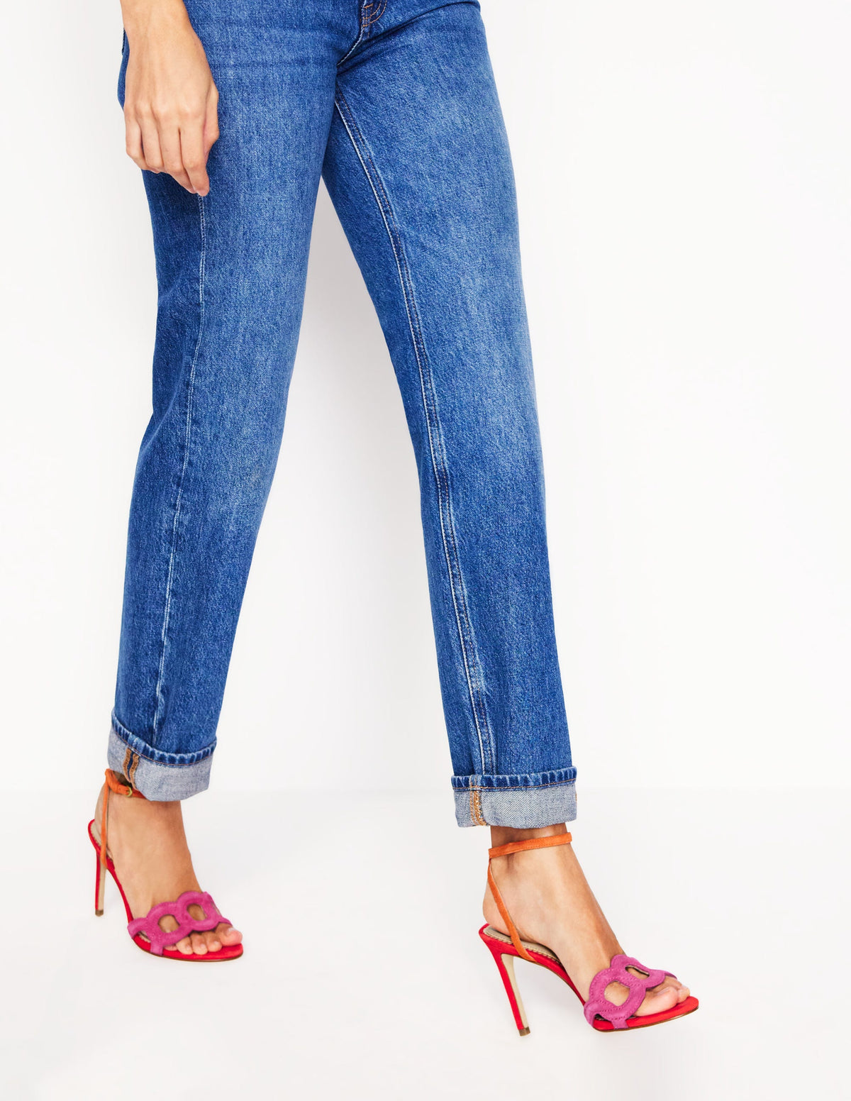 Circle Detail Heeled Sandal-Post Box Red/Sorbet Pink-2