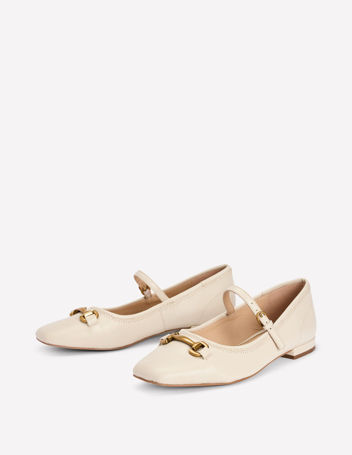 Flache Mary Janes mit Trensendetail-Ekru - Image 2