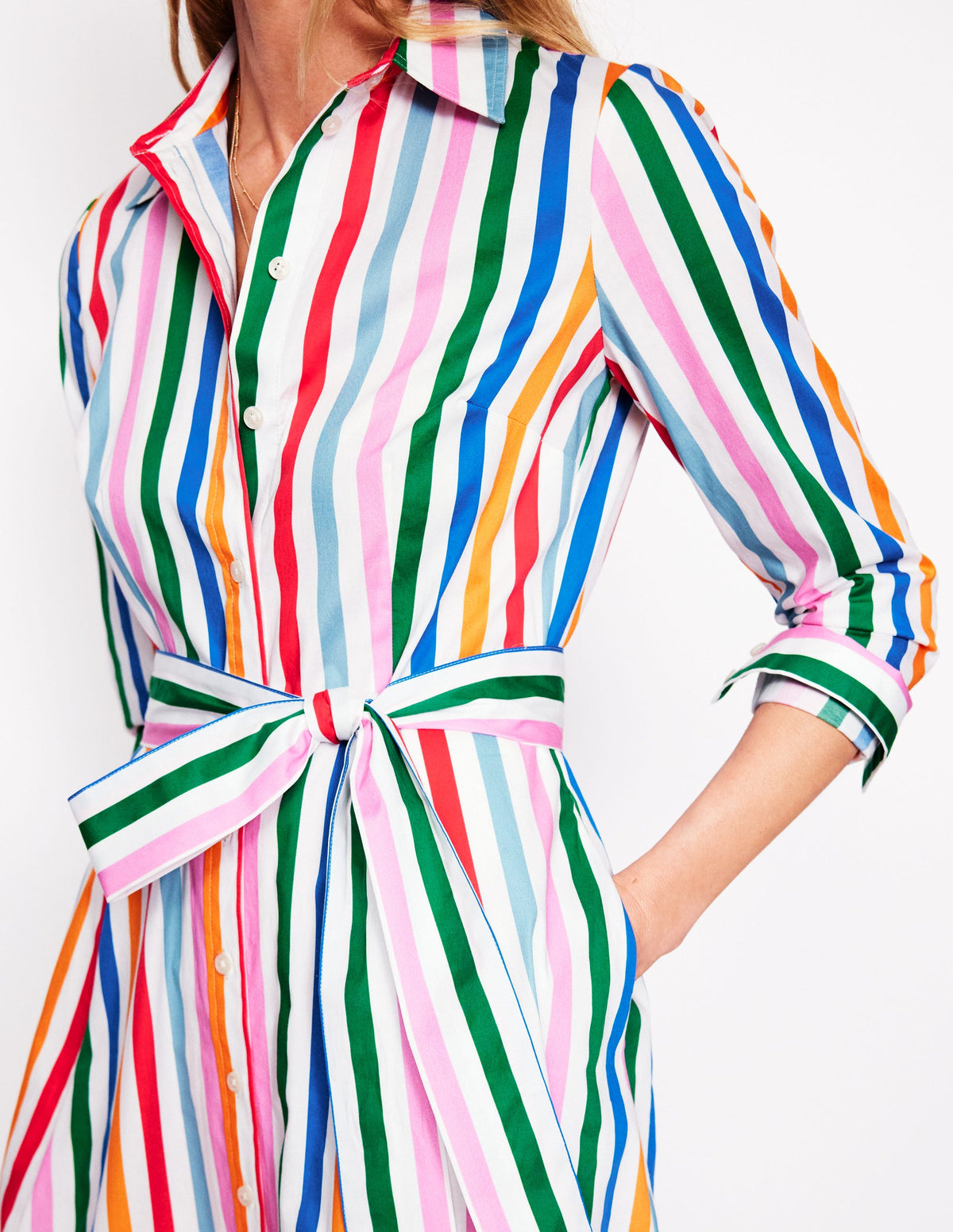 Amy Midi-Hemdblusenkleid aus Baumwolle-Mauve, Erdbeerkuchen Regenbogen - Image 2