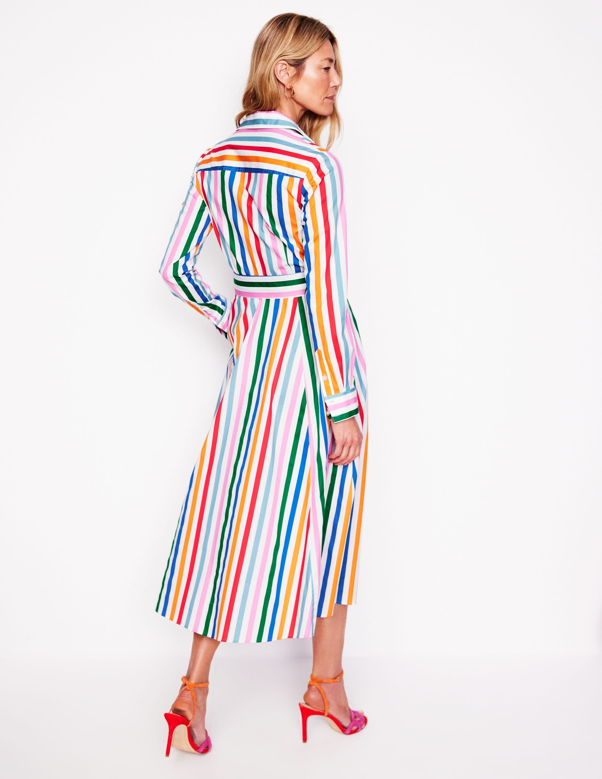 Amy Midi-Hemdblusenkleid aus Baumwolle-Mauve, Erdbeerkuchen Regenbogen - Image 4