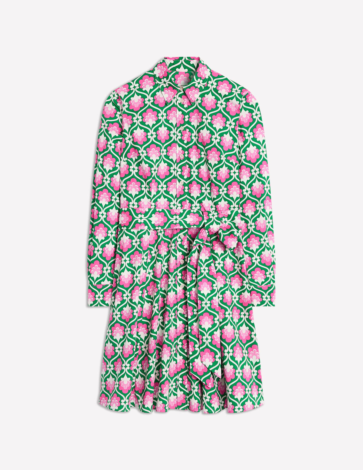 Robe-chemise courte Amy en coton-Émeraude profond, motif Ivy Trellis - Image 5