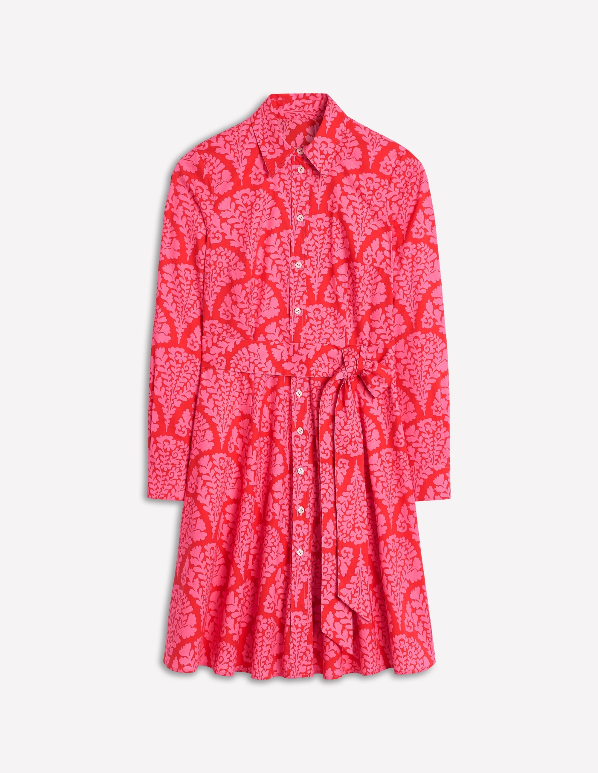 Amy Kurzes Hemdblusenkleid aus Baumwolle-Mohnblumenrot, Blühend - Image 5