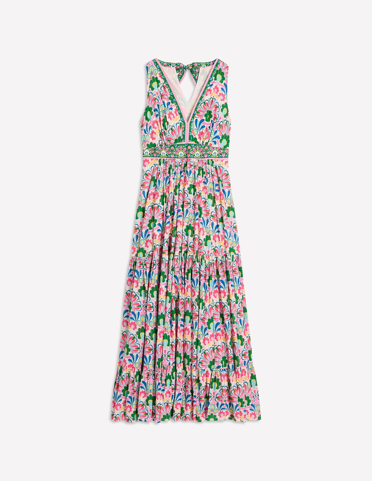 Robe longue Serena en coton à nouer-Multi, motif Decorative Dandelion-5