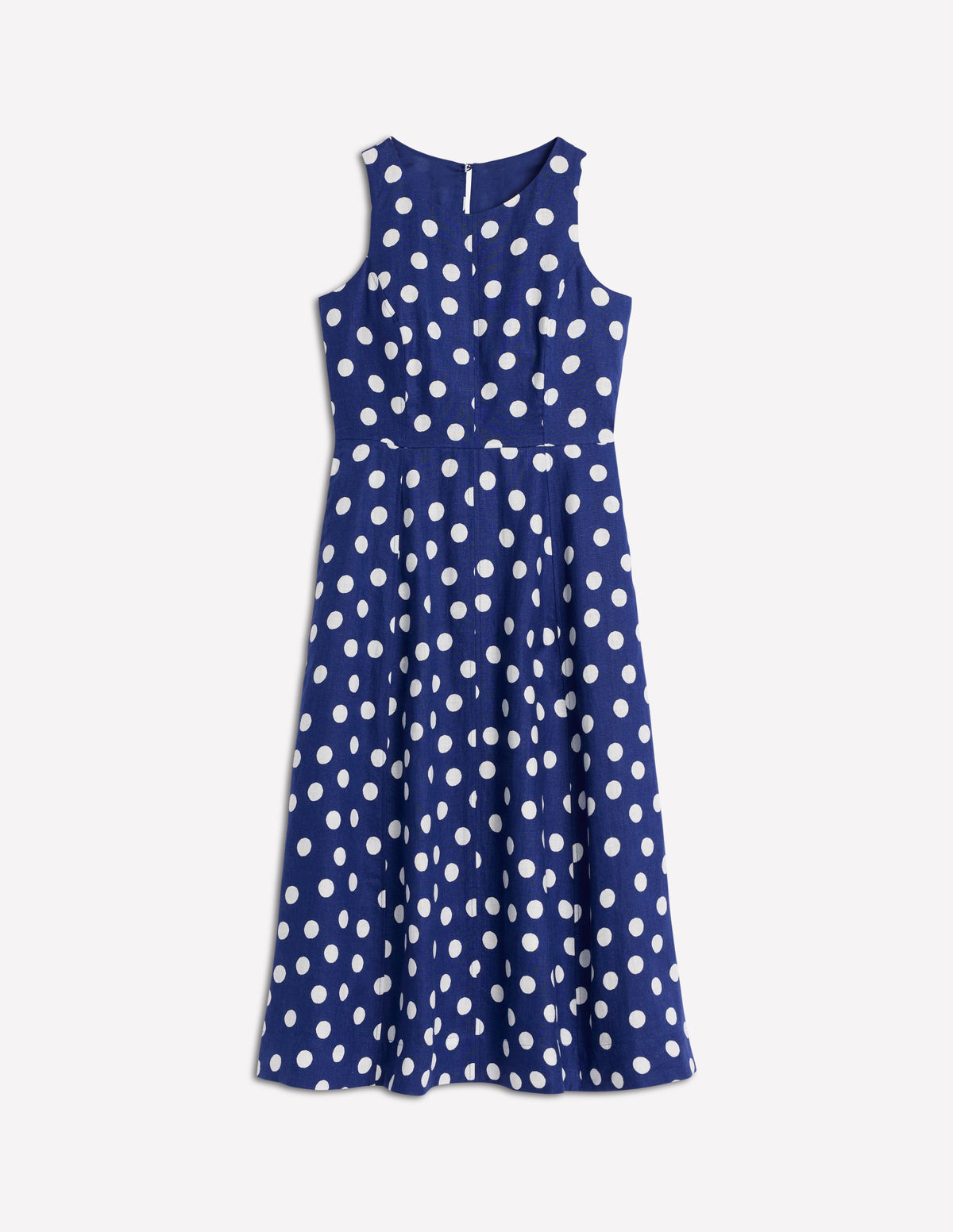 Carla Leinen-Midikleid-Steuerbordblau, Gemalte Tupfen - Image 6