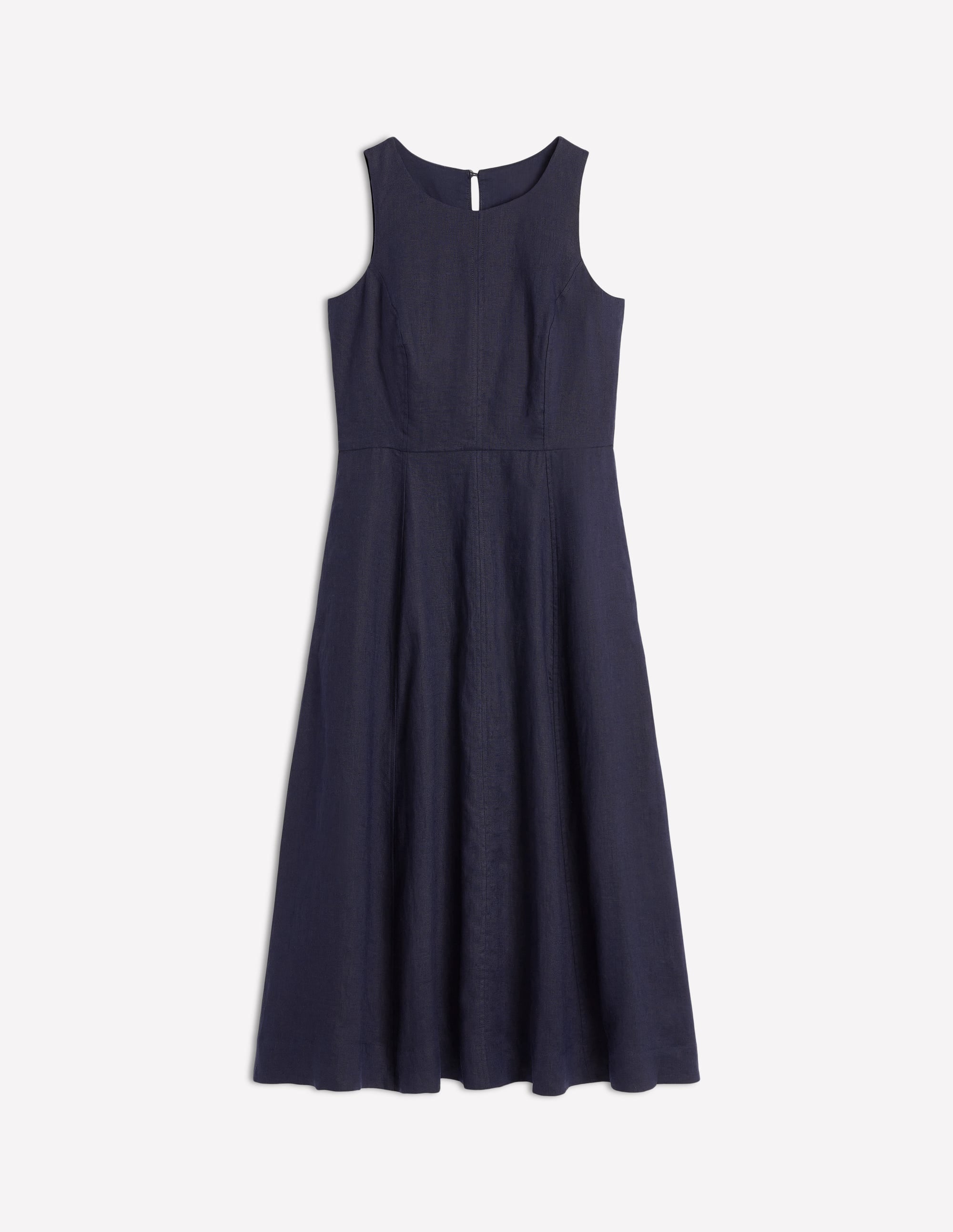 Robe midi Carla en lin-Bleu Marine, Petits Pois - Image 6