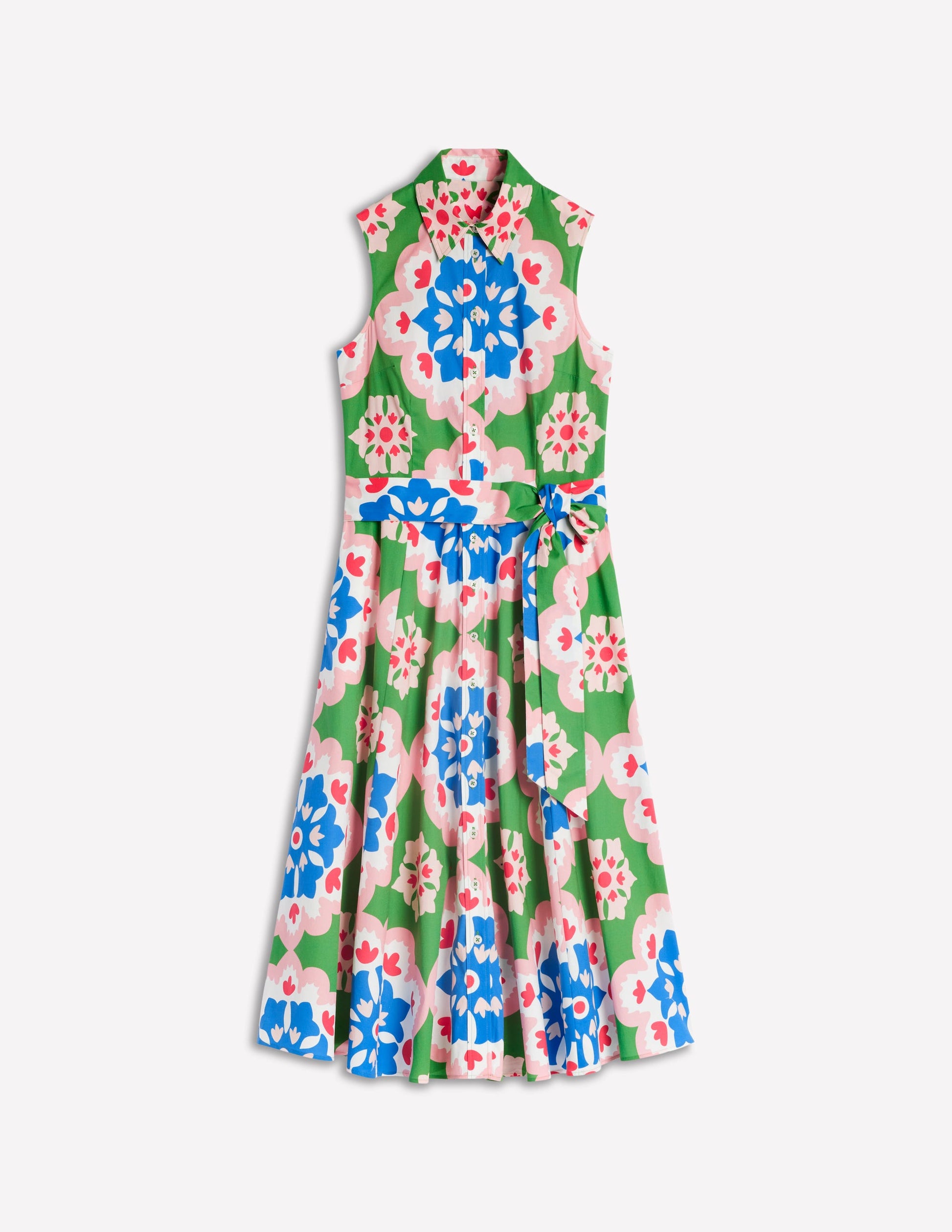 Amy Ärmelloses Hemdblusenkleid-Bunt, Geometrisches Blüten-Muster-5
