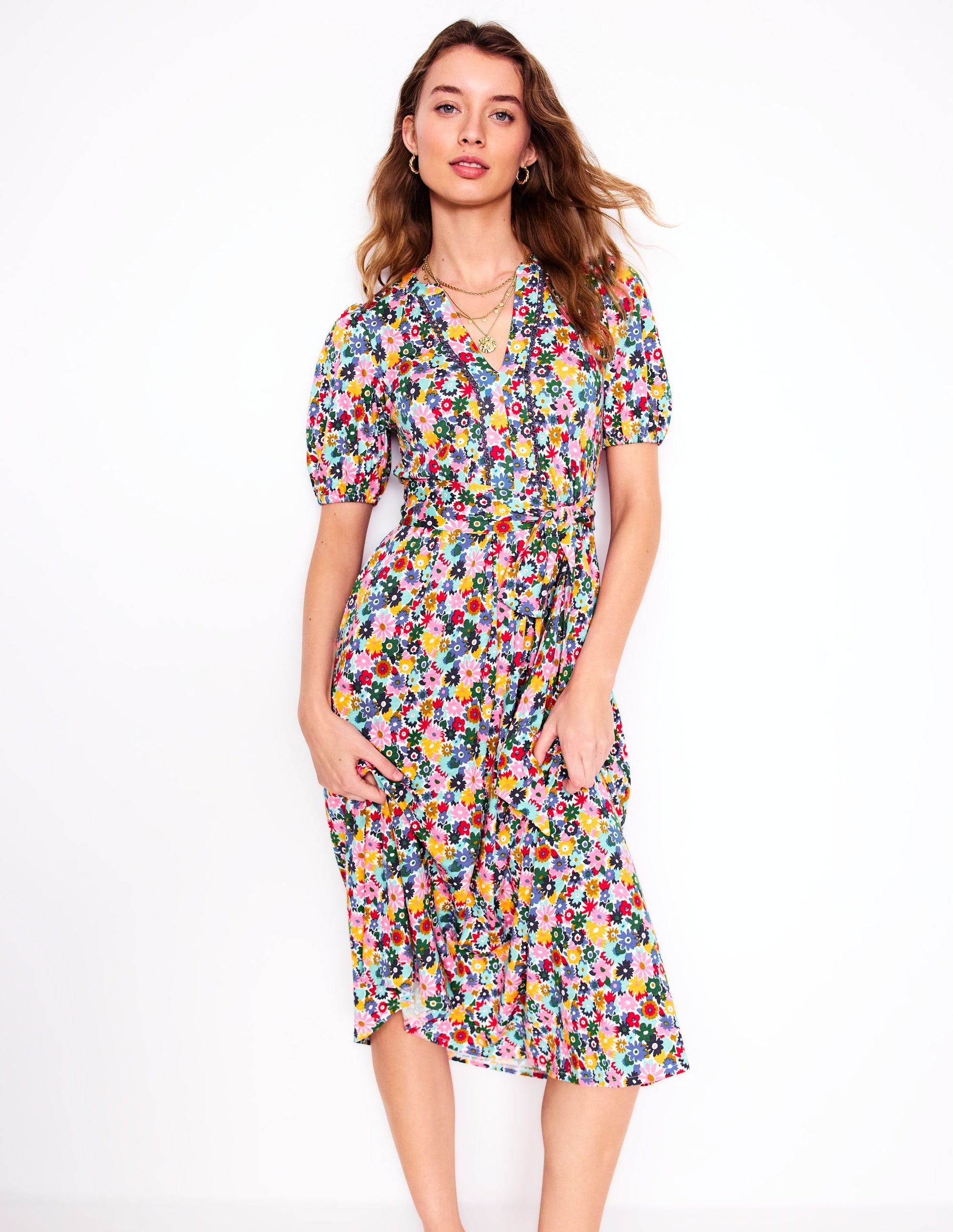 Robe midi Sofia en jersey-Multi, motif Paintbox Ditsy-1