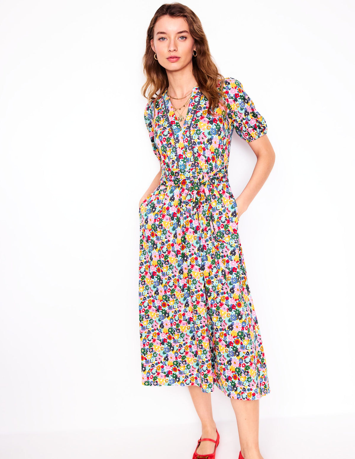 Robe midi Sofia en jersey-Multi, motif Paintbox Ditsy - Image 5