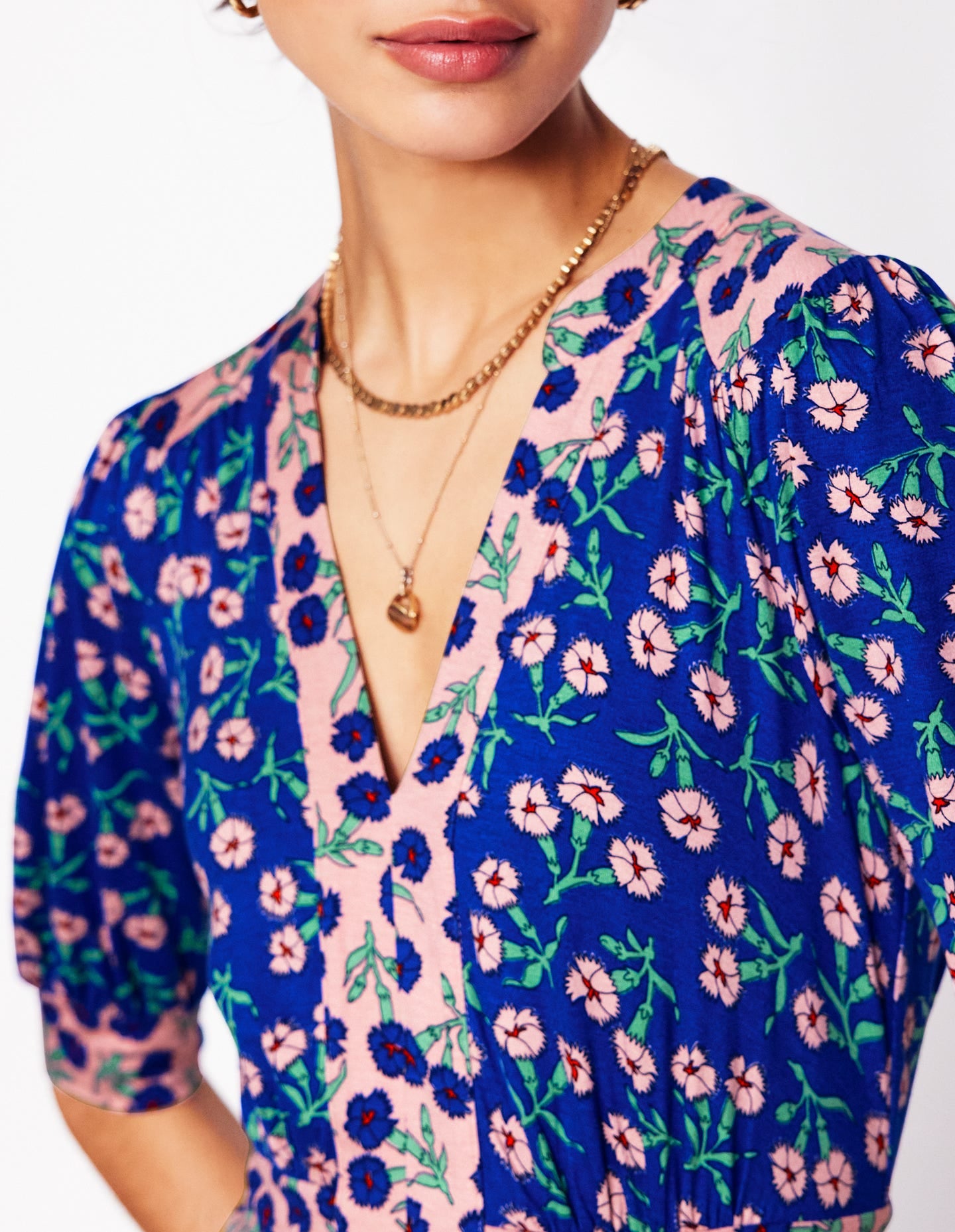 Lily Midi-Teekleid aus Jersey-Leuchtendes Blau, Nelkenzweig-2