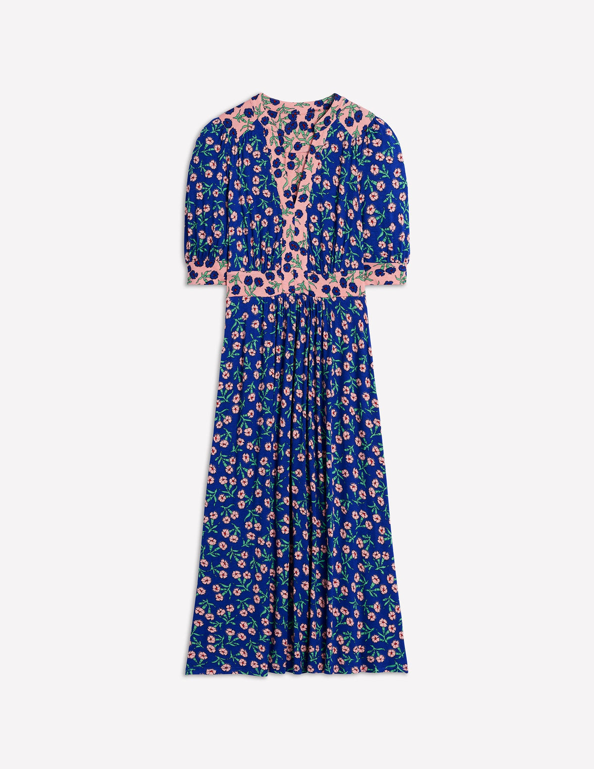 Lily Midi-Teekleid aus Jersey-Leuchtendes Blau, Nelkenzweig-7