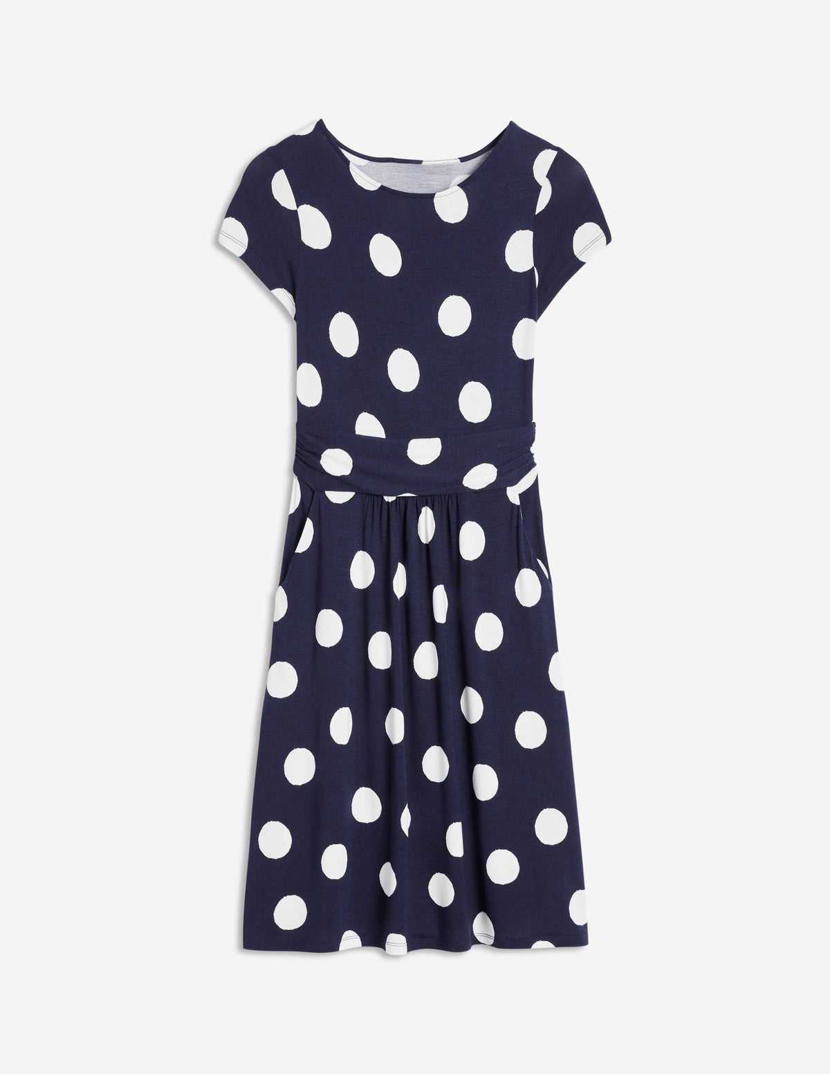 Amelie Jerseykleid-Französisches Marineblau, Abstrakte Punkte-5