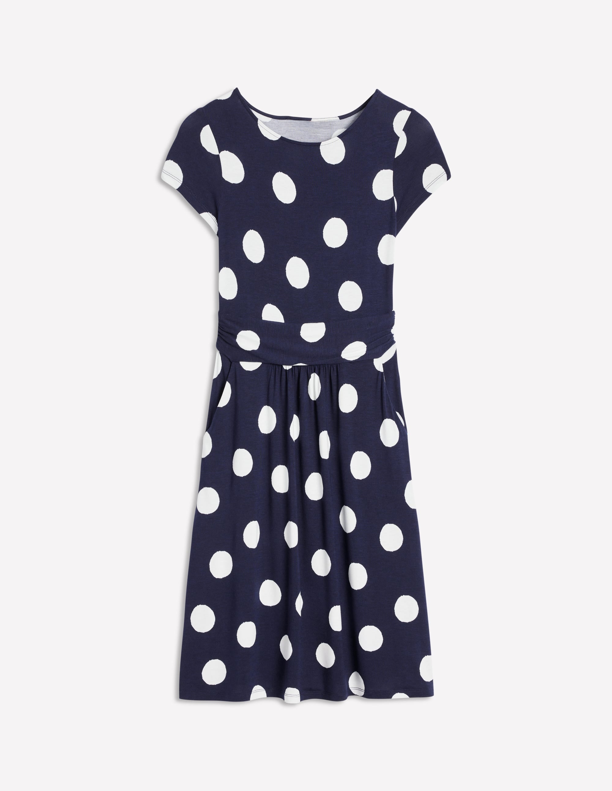 Amelie Jerseykleid-Französisches Marineblau, Abstrakte Punkte - Image 5