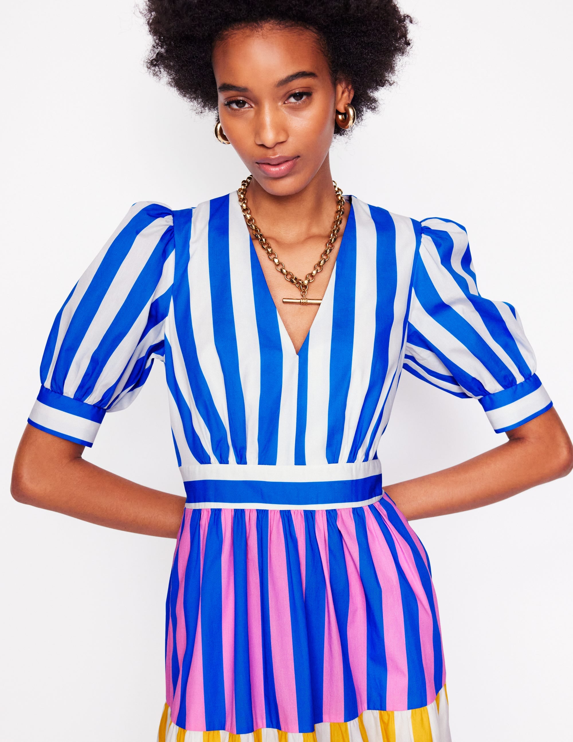 Das Bella Kleid-Eisvogelblau Streifen - Image 3