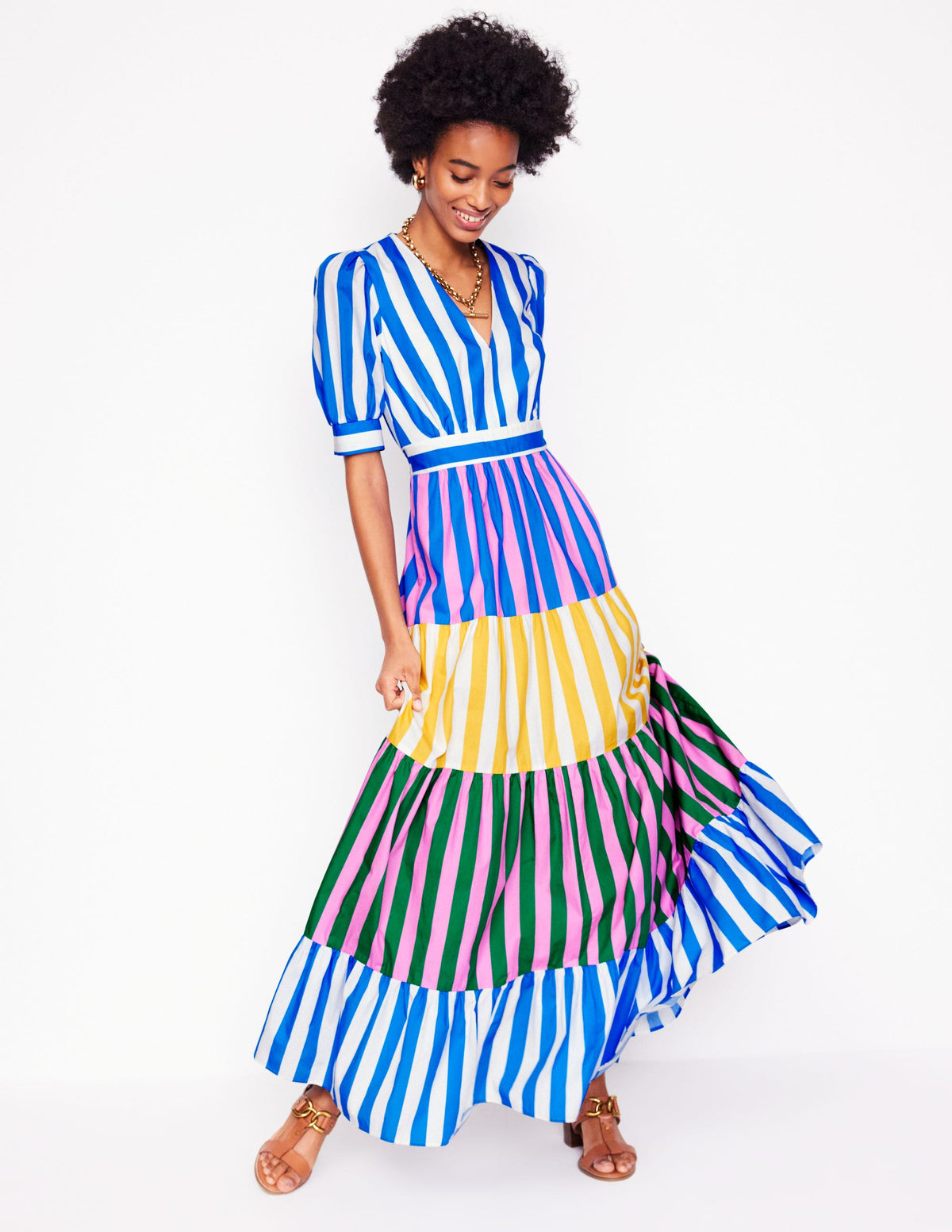 Das Bella Kleid-Eisvogelblau Streifen - Image 5