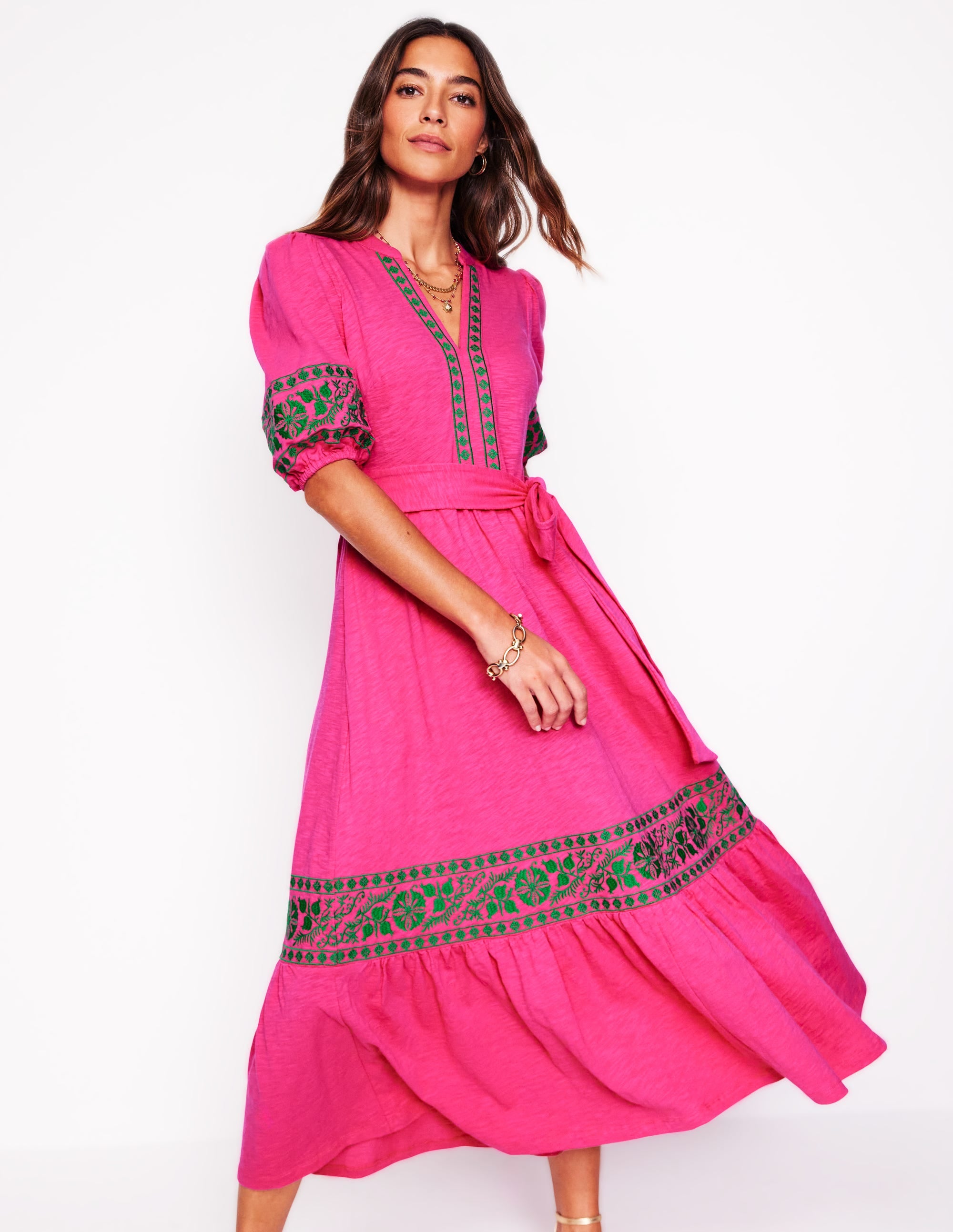 Amara Besticktes Jerseykleid-Rosarot - Image 1