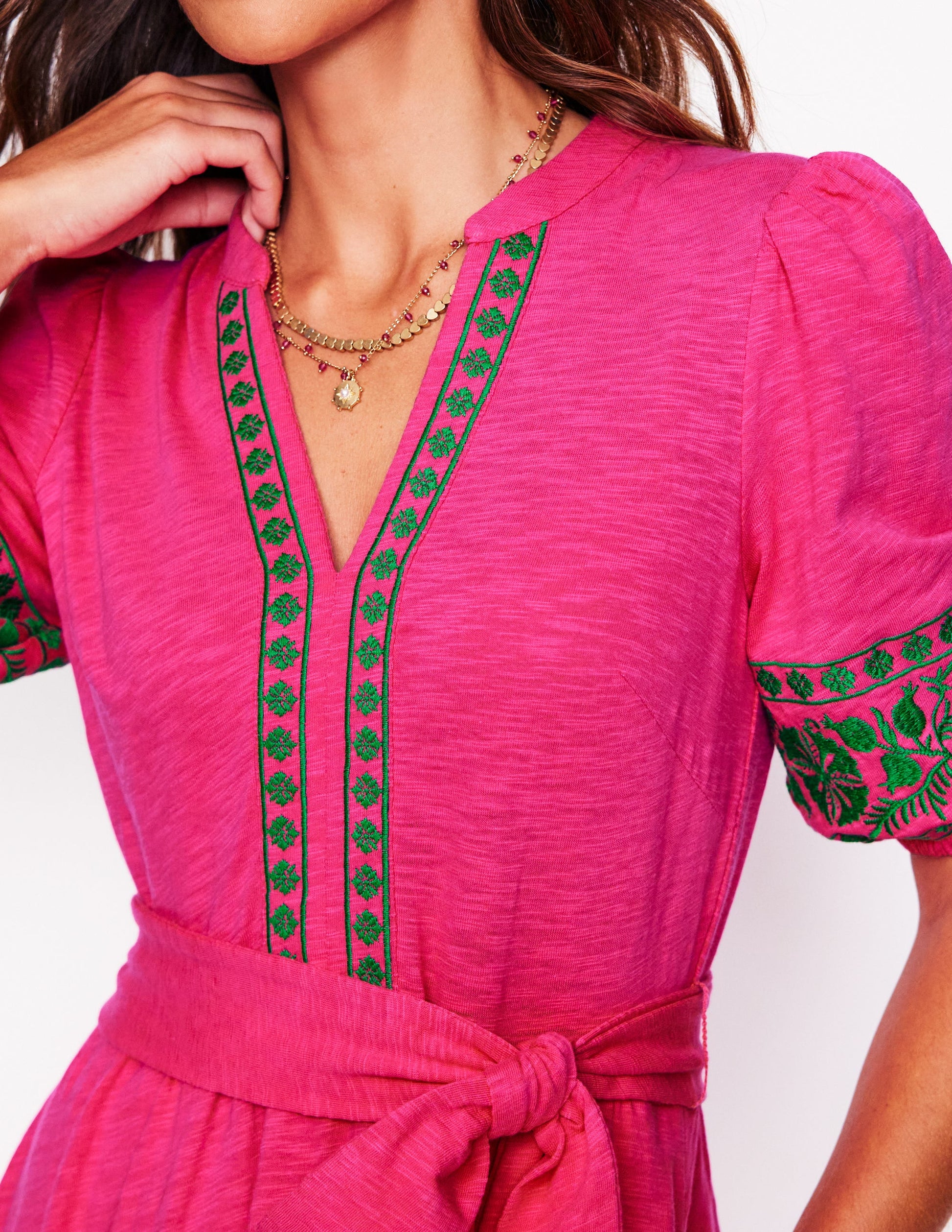 Amara Besticktes Jerseykleid-Rosarot-2